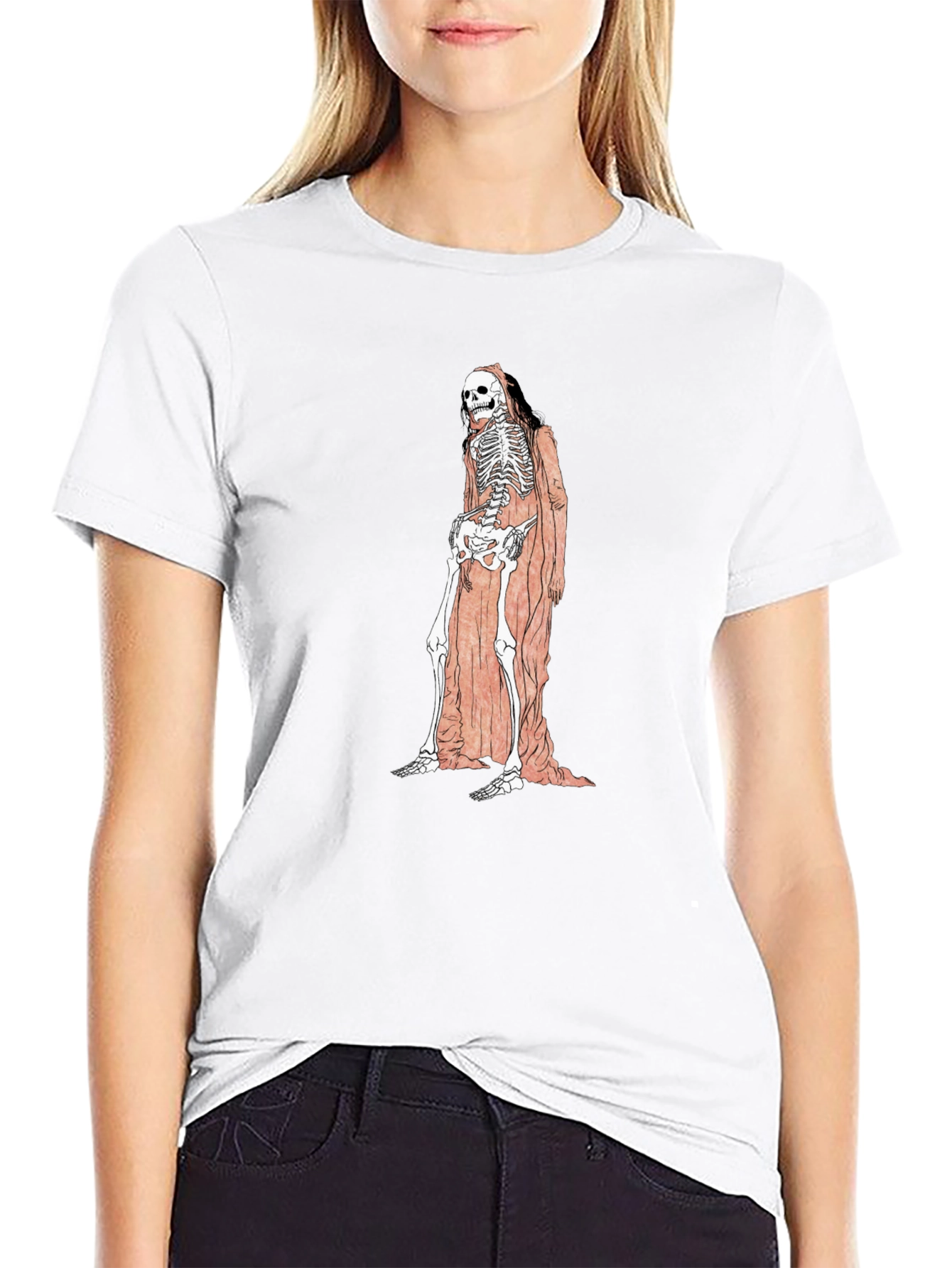 Black Grim Reaper Skeleton Graphic Tee - Unisex Black T-Shirt view 9