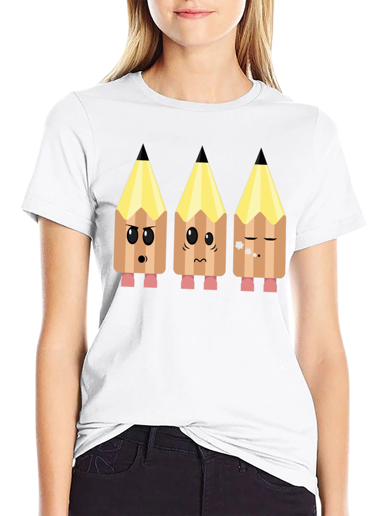 Black Emoji Pencils Graphic Tee view 9