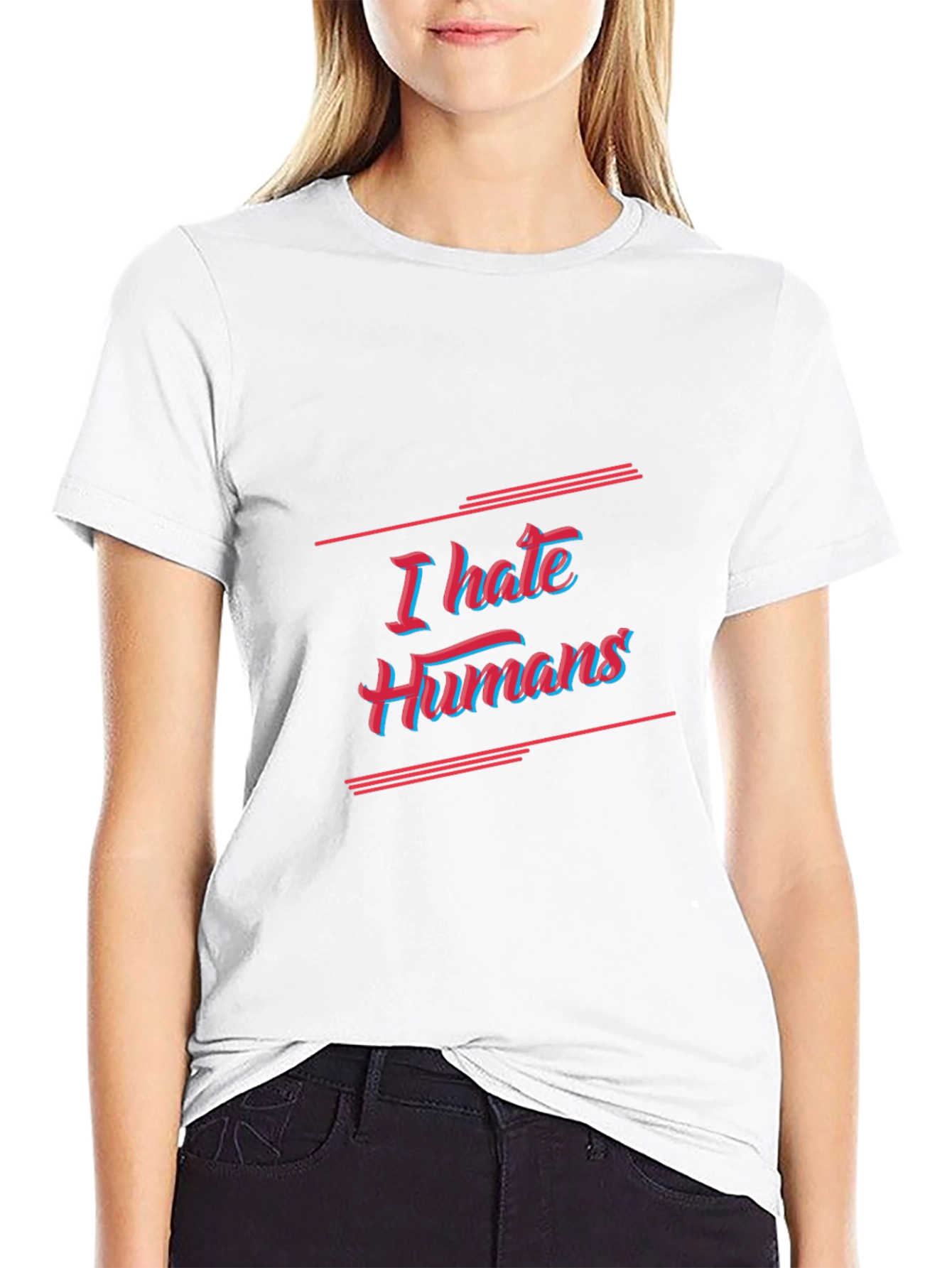 Black I Hate Humans Graphic Tee - Black Cotton T-Shirt view 9
