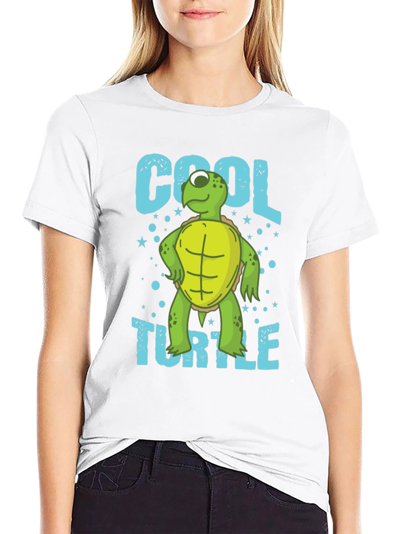 Black Cool Turtle Graphic T-Shirt, Men's Crew Neck view 9