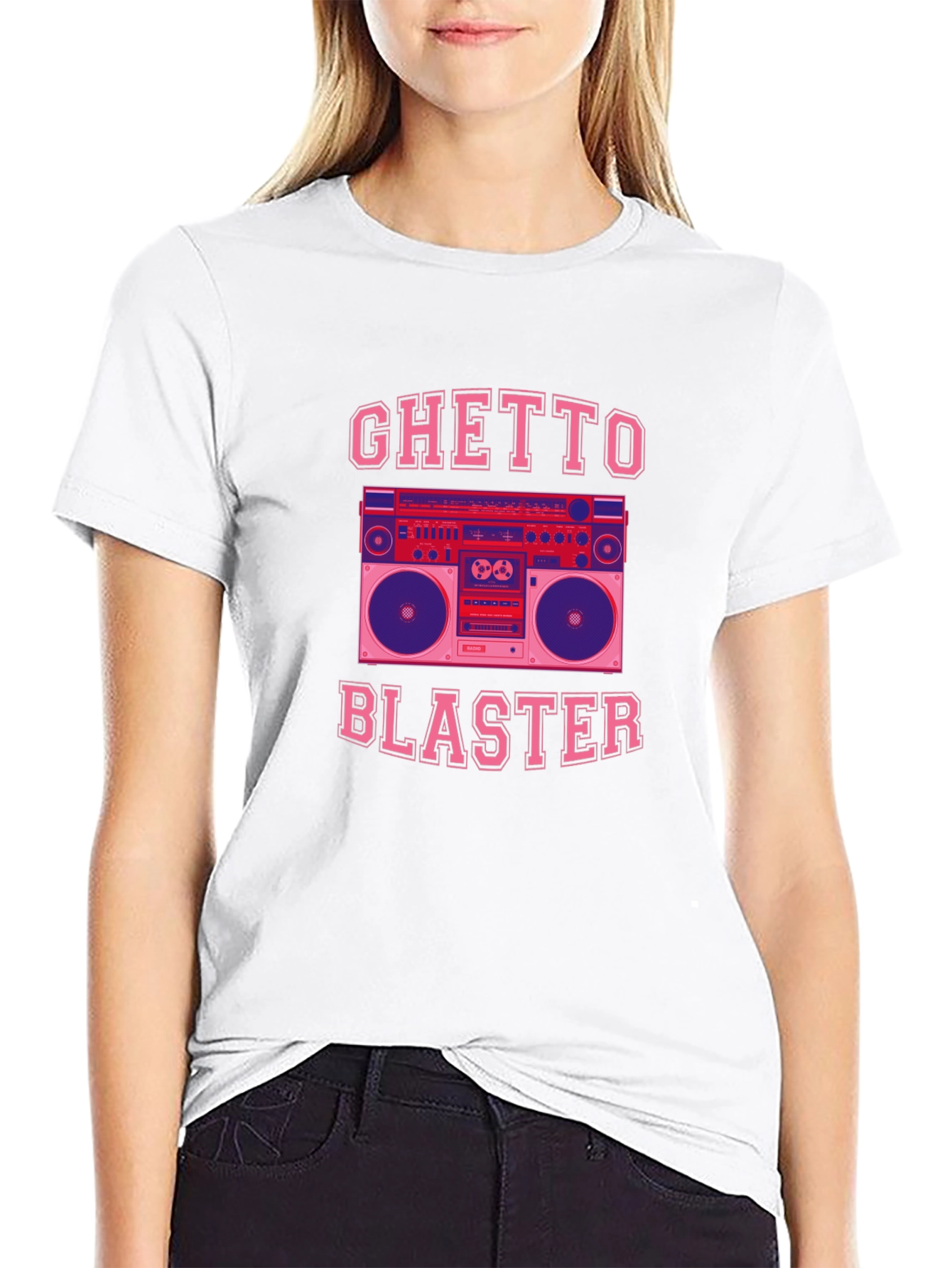 Black Ghetto Blaster Graphic Tee - Retro Boombox T-Shirt view 9