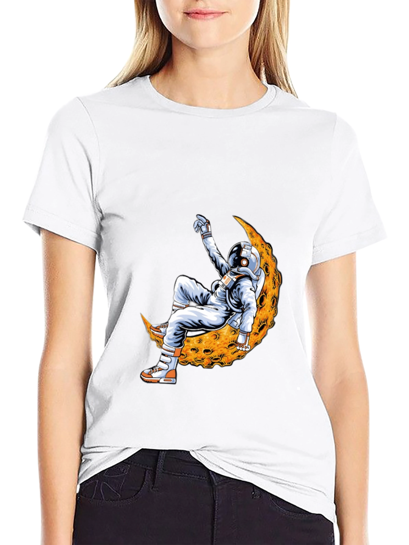 Black Astronaut Moon T-Shirt - Cool Space Design view 9