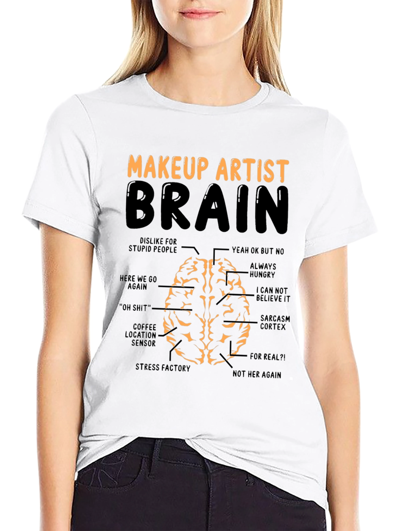 Black Makeup Artist Brain T-Shirt - Funny Gift for Stylists view 9
