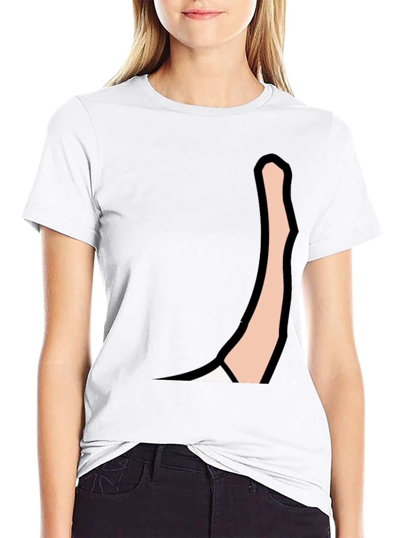 Black Men's Black Graphic Tee: Cartoon Arm Design view 9