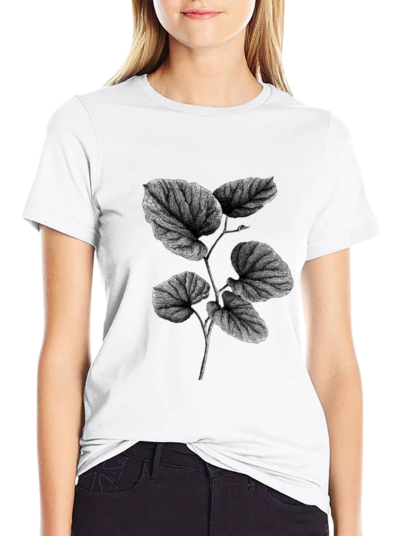 Black Botanical Print Black T-Shirt view 9