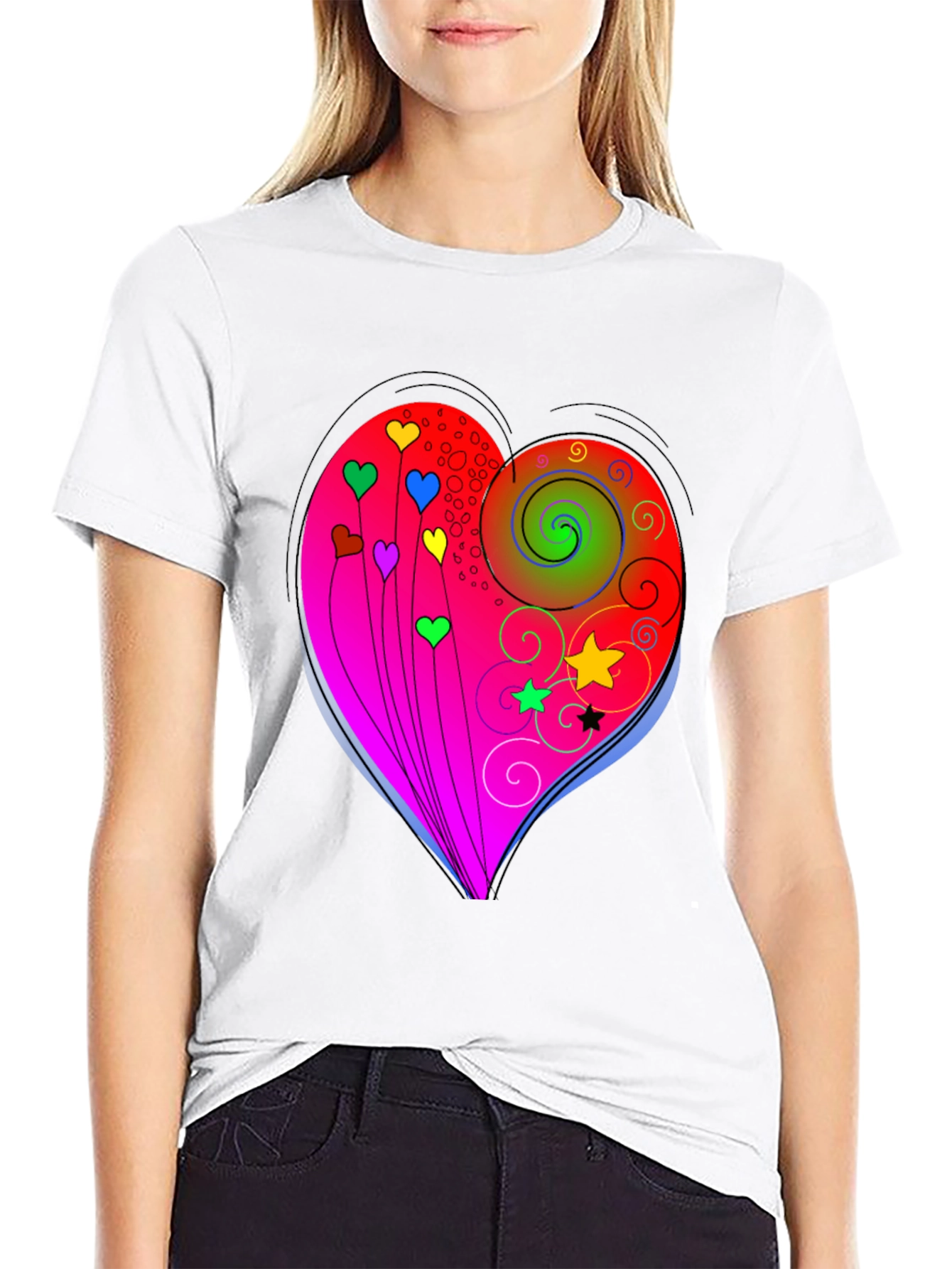 Black Heart Swirls Graphic T-Shirt - Stylish Casual Wear view 9