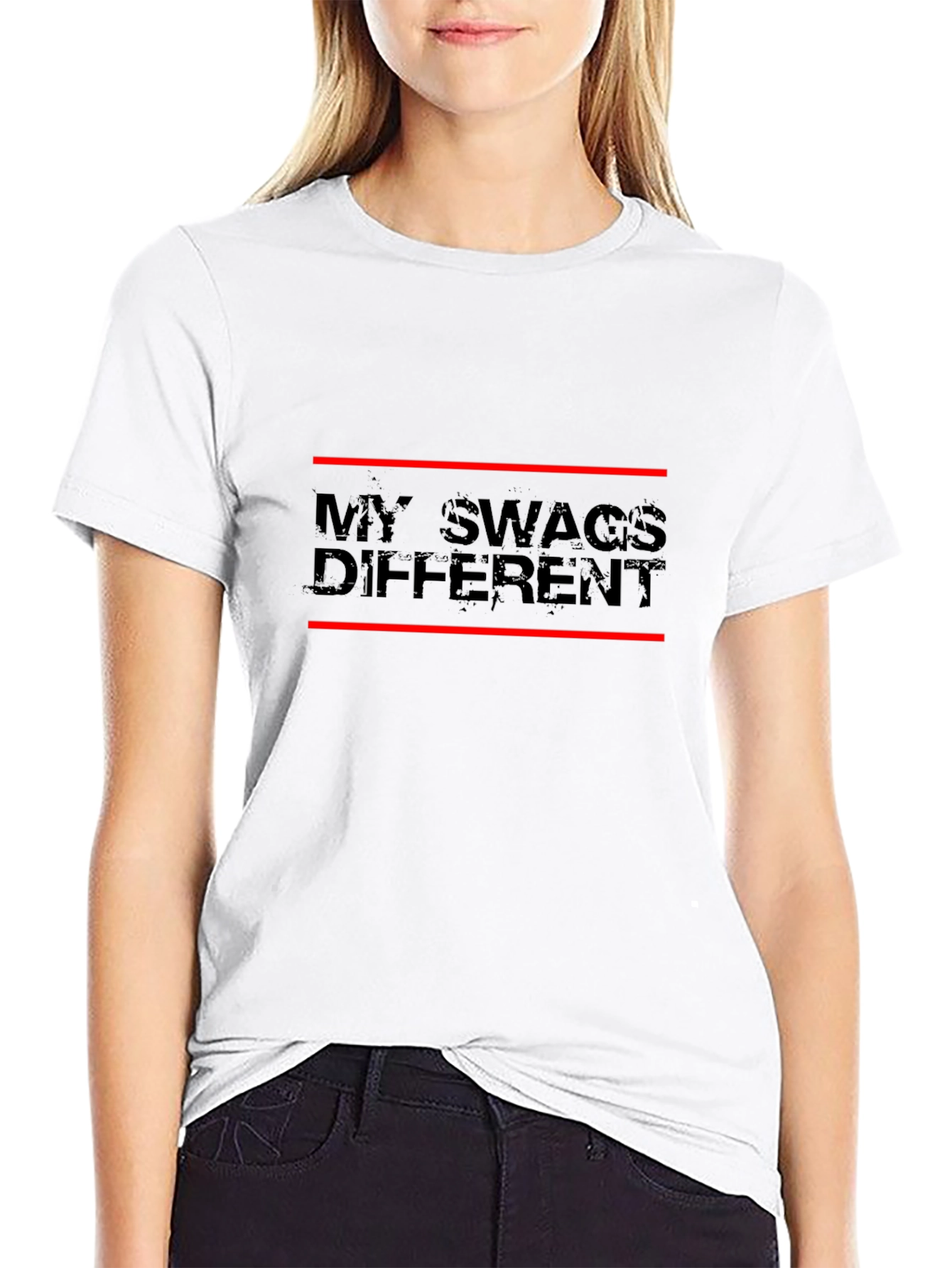Black My Swag's Different Graphic Tee - Black Casual T-Shirt view 9