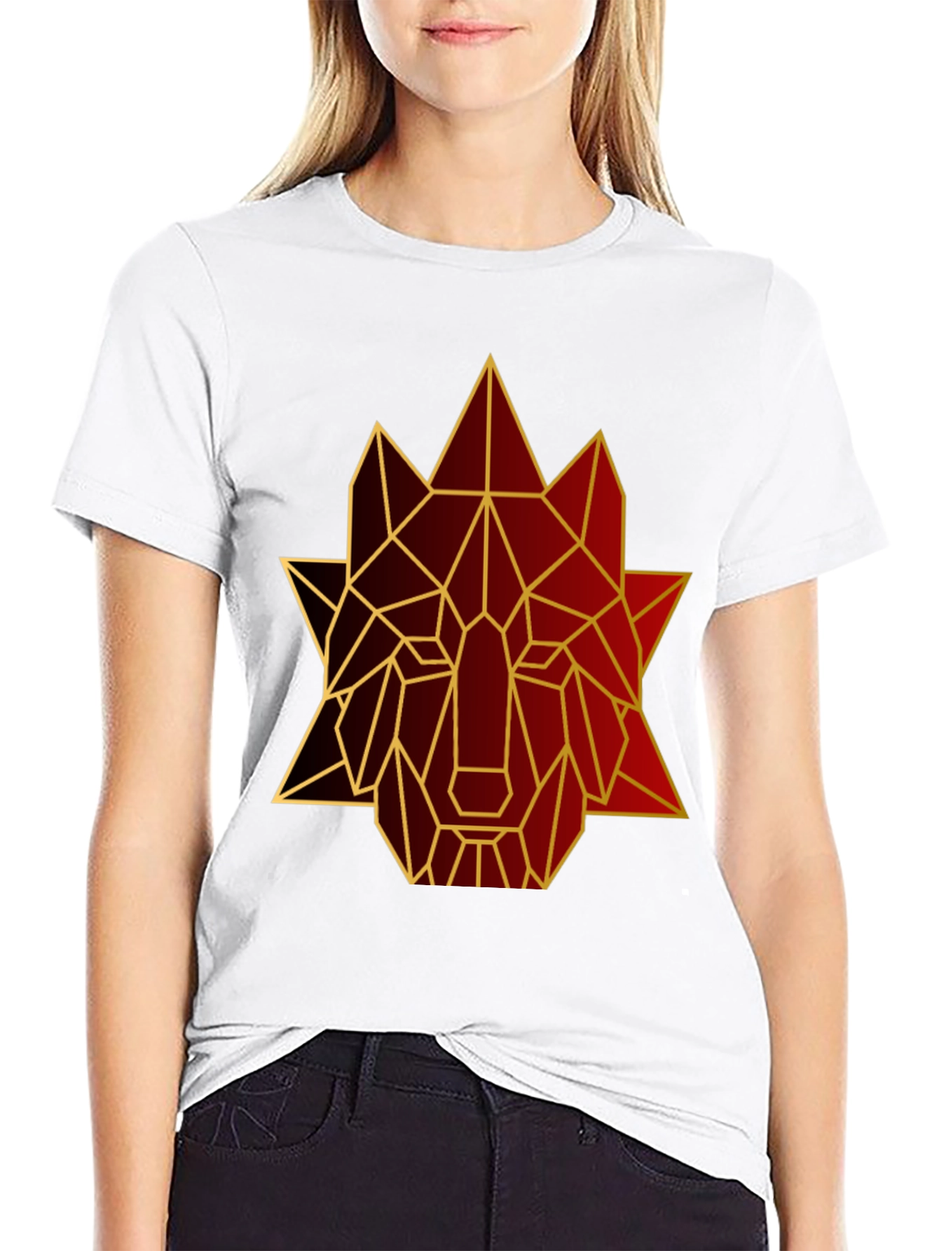 Black Geometric Wolf Graphic Tee - Stylish Men's Black T-Shirt view 9