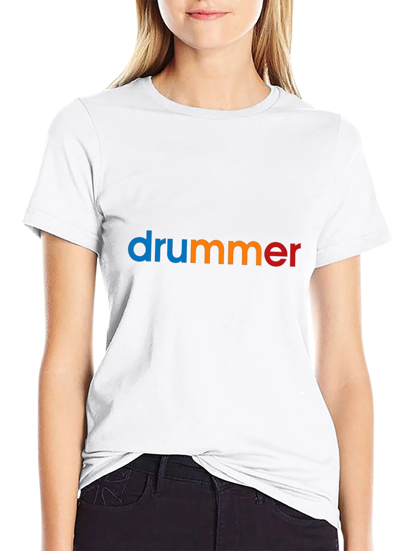 Black Colorful "Drummer" Graphic Black T-Shirt view 9