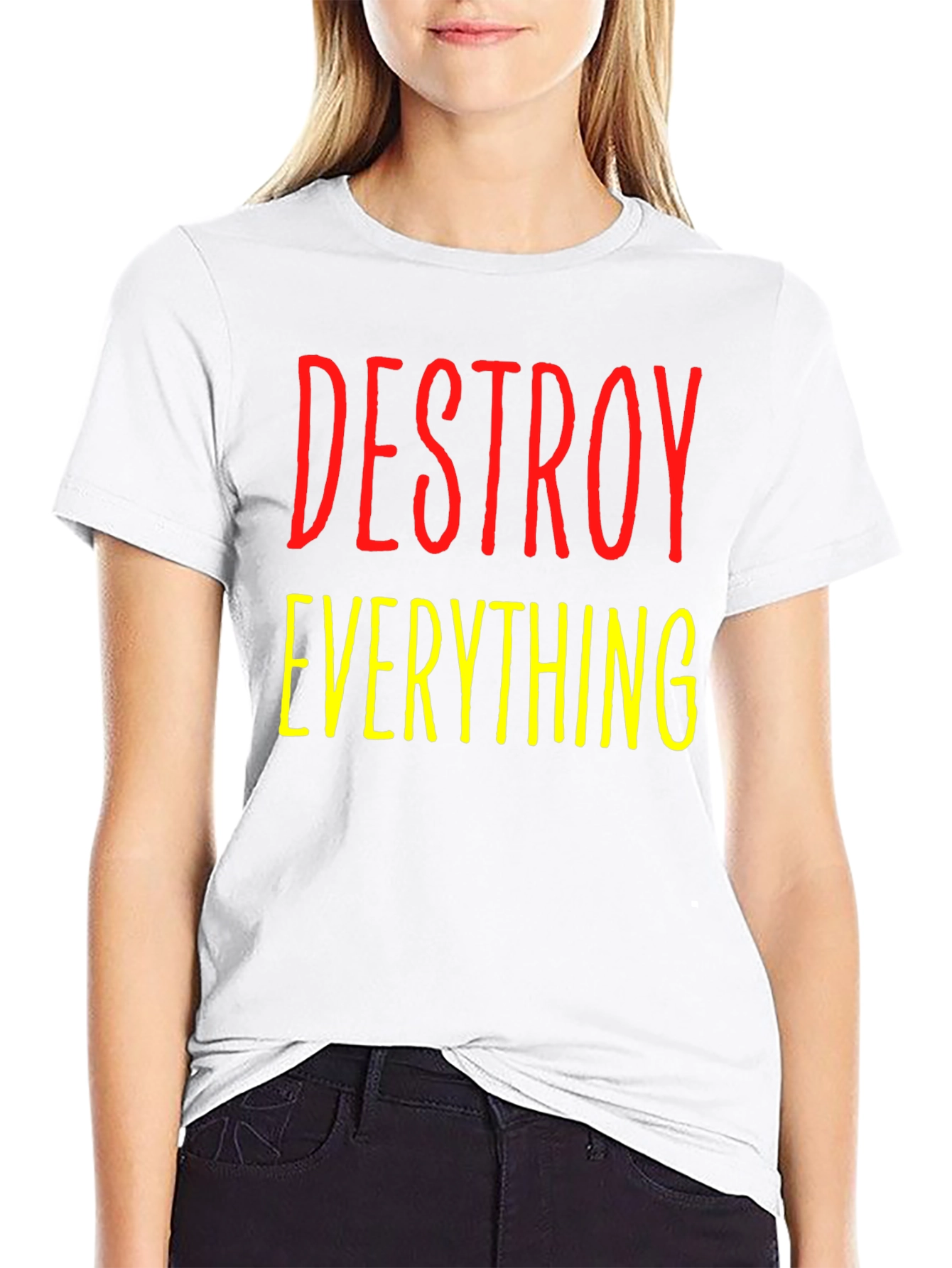 Black Destroy Everything Graphic Tee - Bold Statement Shirt view 9