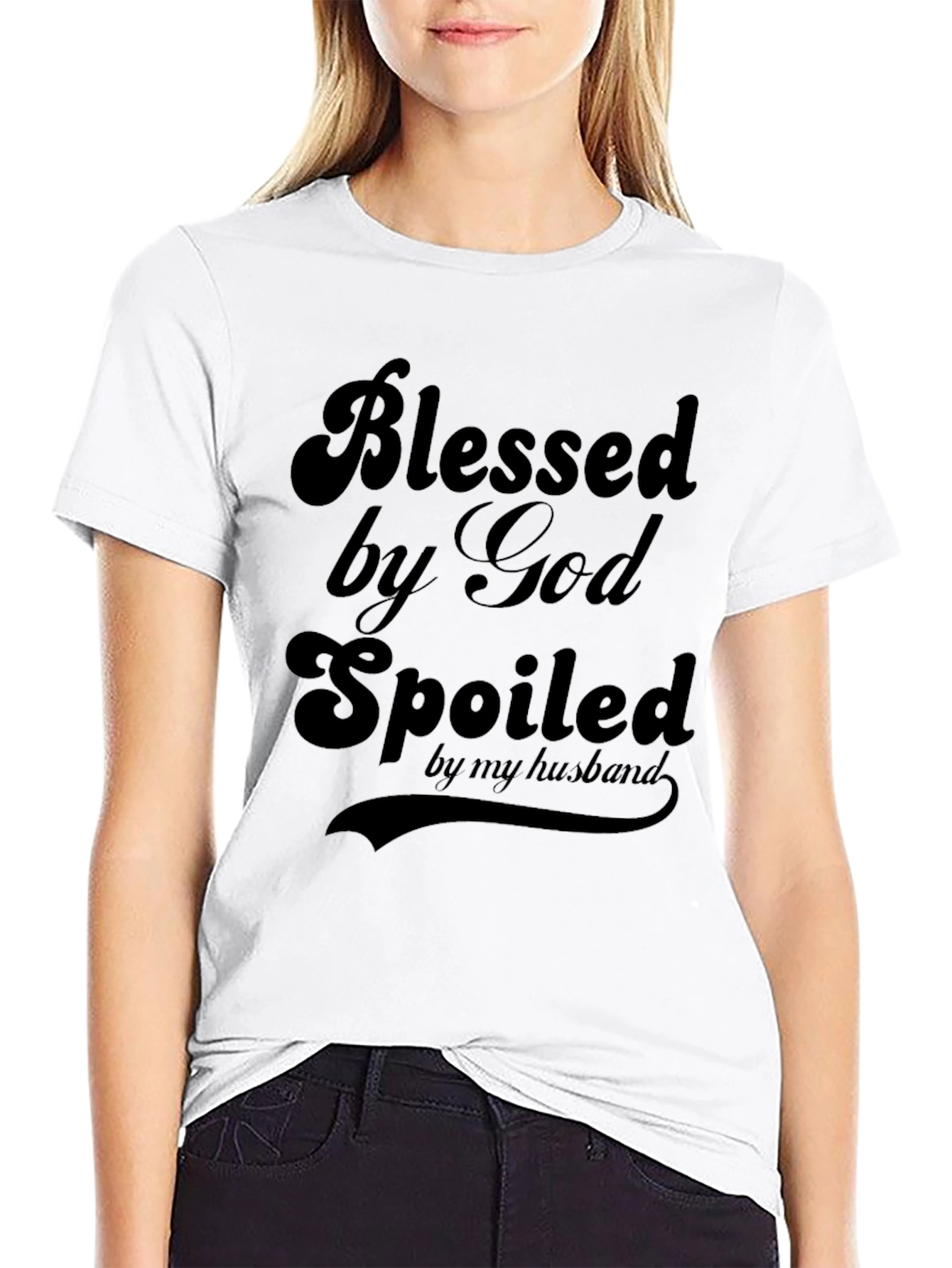 Black Blessed by God, Spoiled by Husband T-Shirt view 9