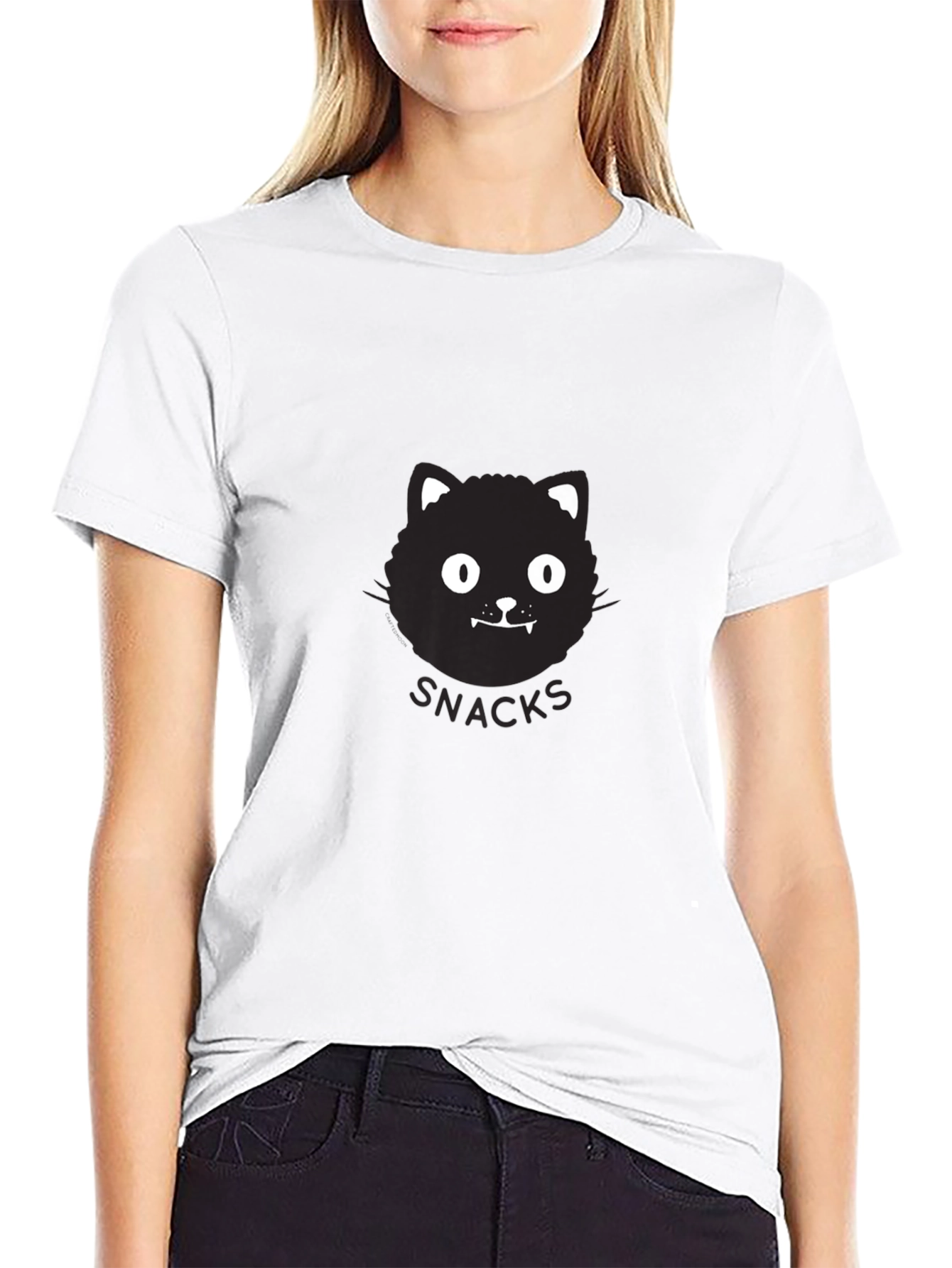 Black Snacks Cat Graphic T-Shirt - Black view 9