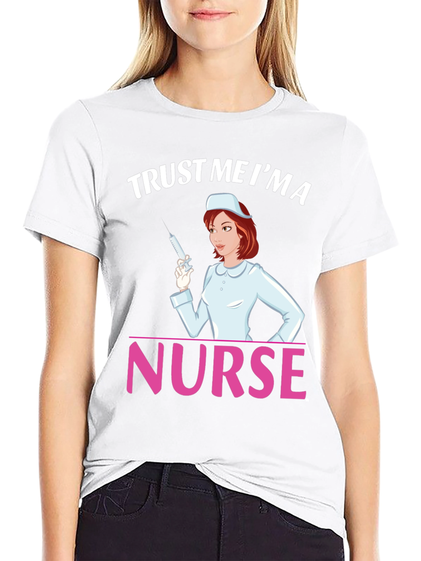 Black Trust Me I'm a Nurse T-Shirt view 9
