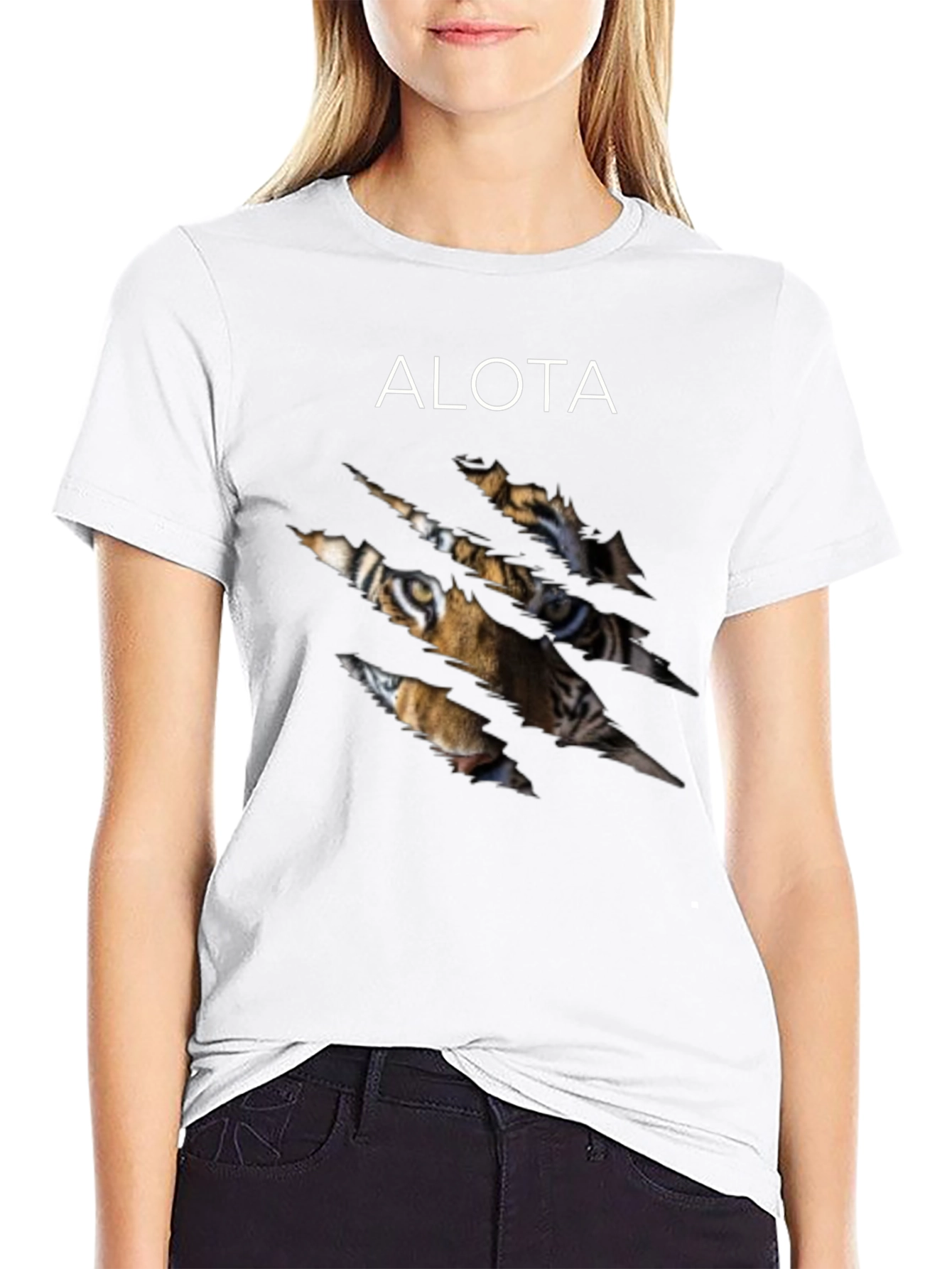 Black ALOTA Tiger Graphic T-Shirt - Black view 9