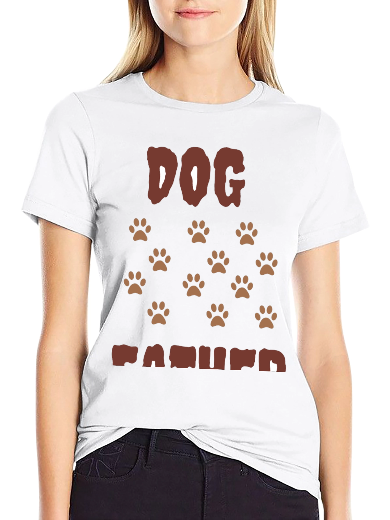 Black Dog Paw Print T-Shirt - Casual Crew Neck Tee view 9