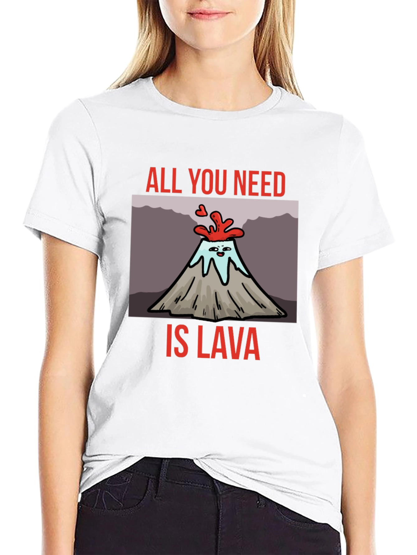Black All You Need is Lava T-Shirt Volcano Cartoon Tee view 9