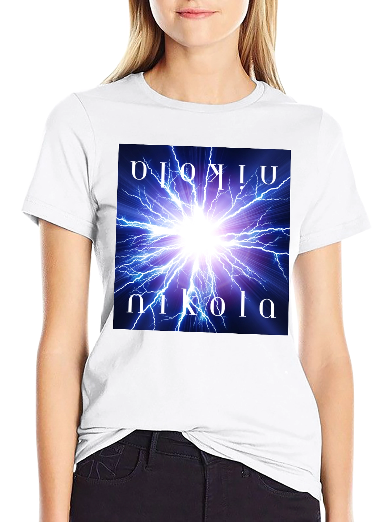 Black Nikola Tesla Lightning Bolt Graphic Tee view 9