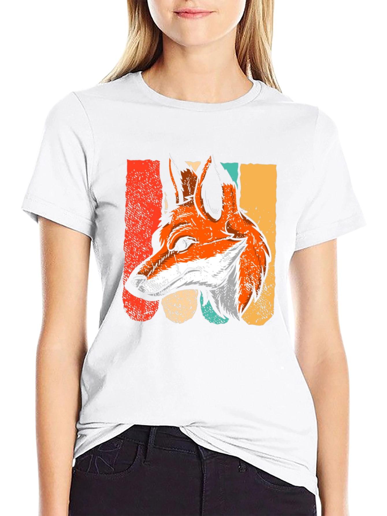 Black Retro Fox Graphic Tee - Cool Animal Design view 9