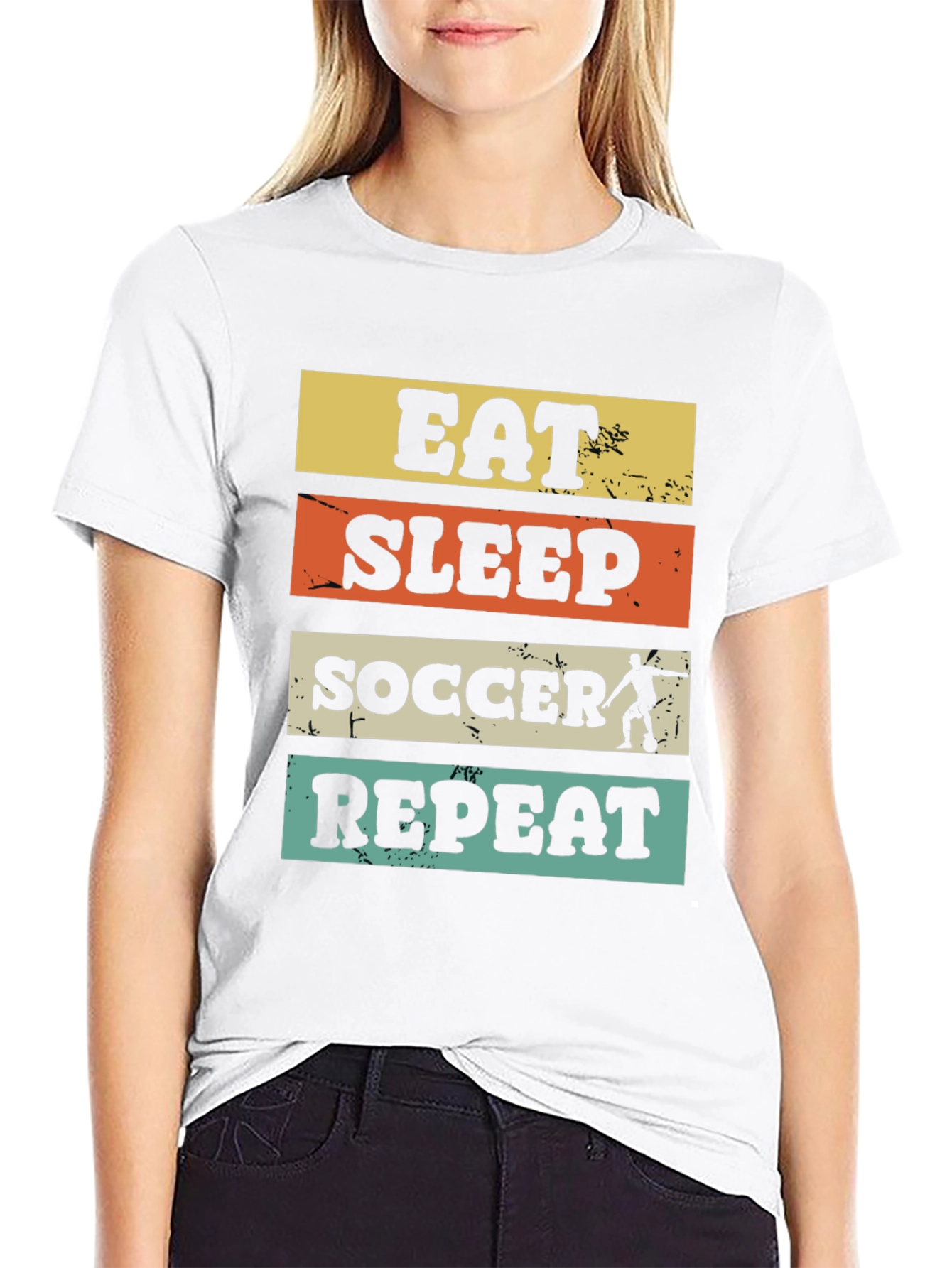 Black Eat Sleep Soccer Repeat Graphic Tee view 9