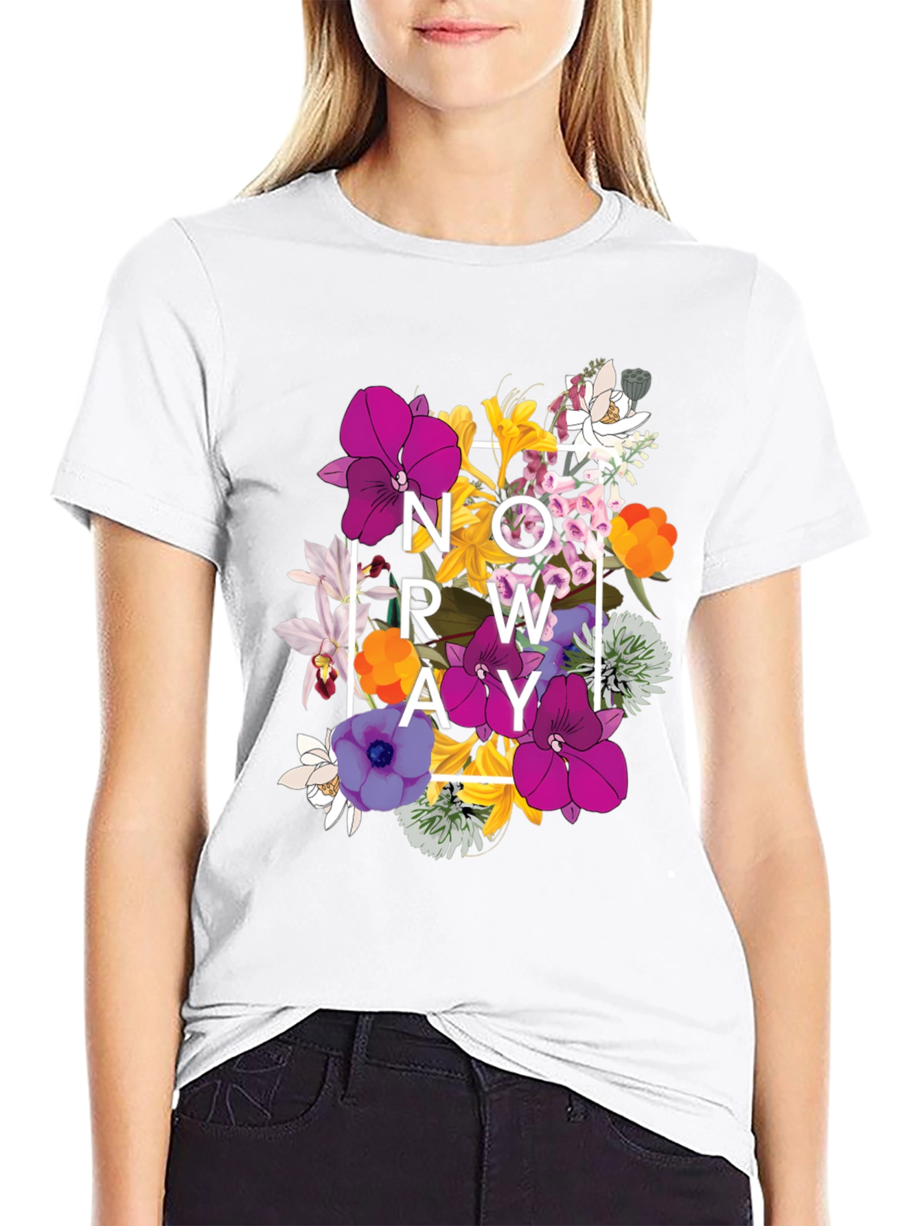 Black Floral Norway Graphic T-Shirt - Black view 9