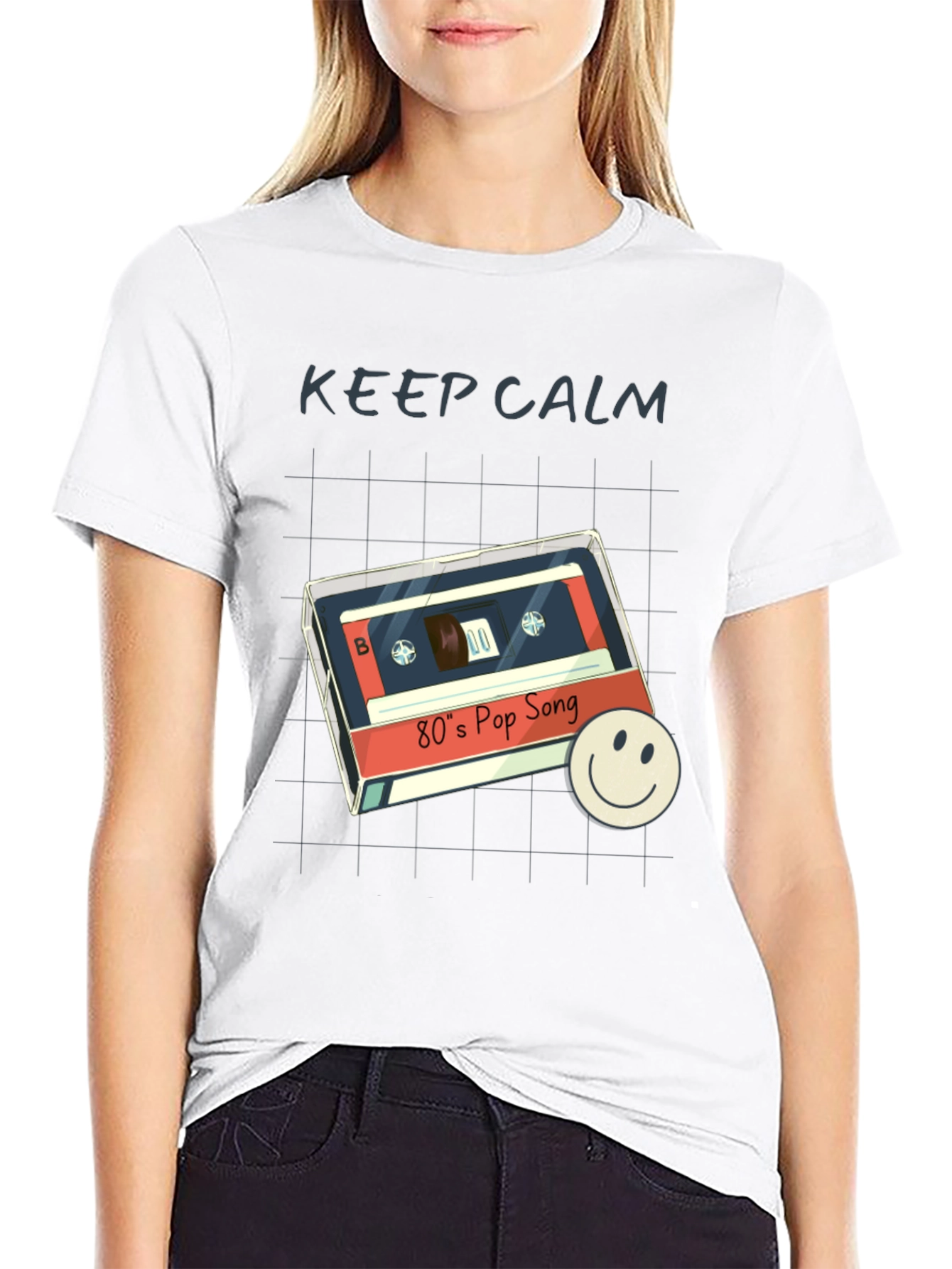 Black Retro 80's Pop Song T-Shirt - Keep Calm Style view 9
