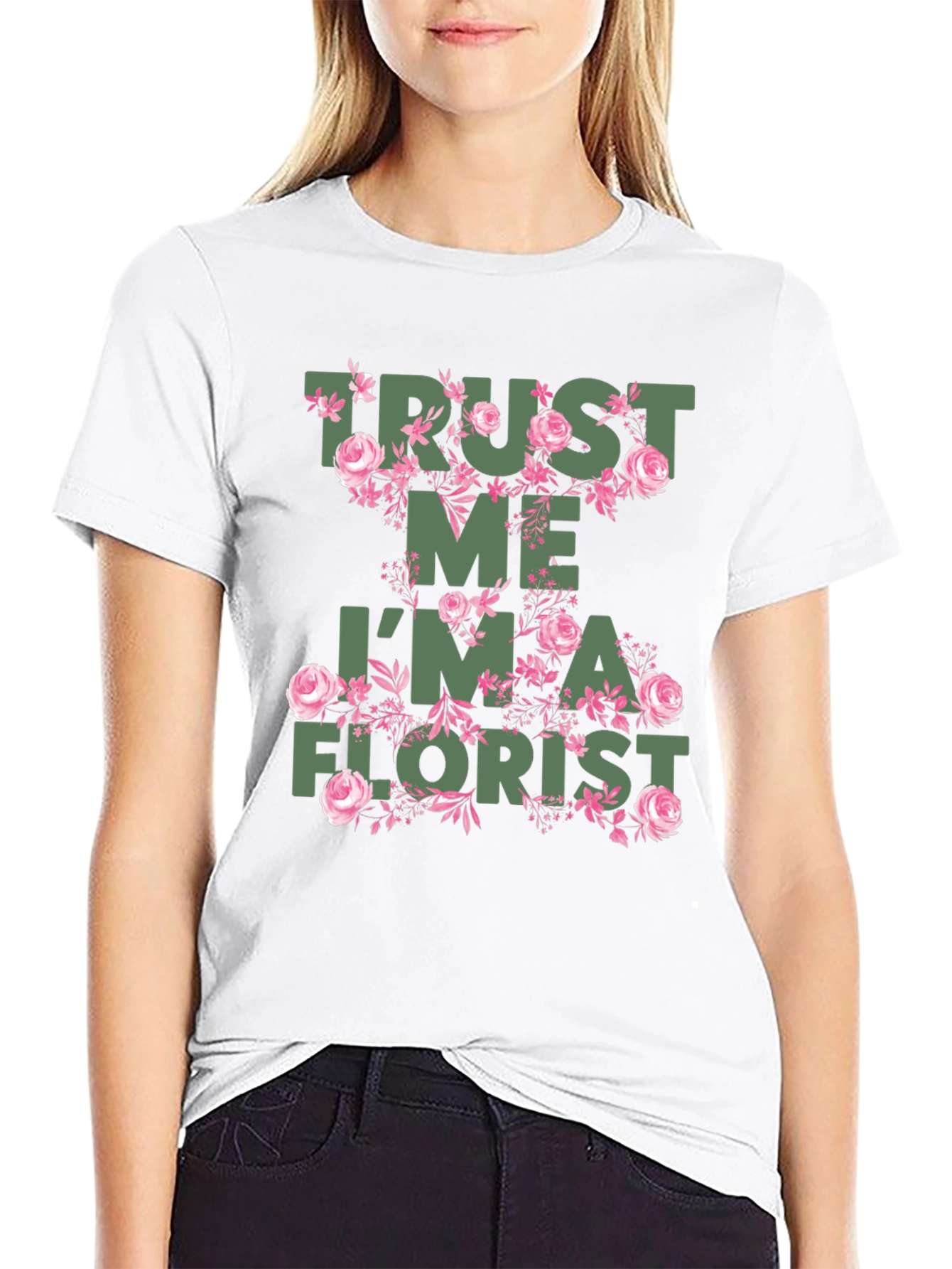 Black Trust Me I'm a Florist T-Shirt view 9