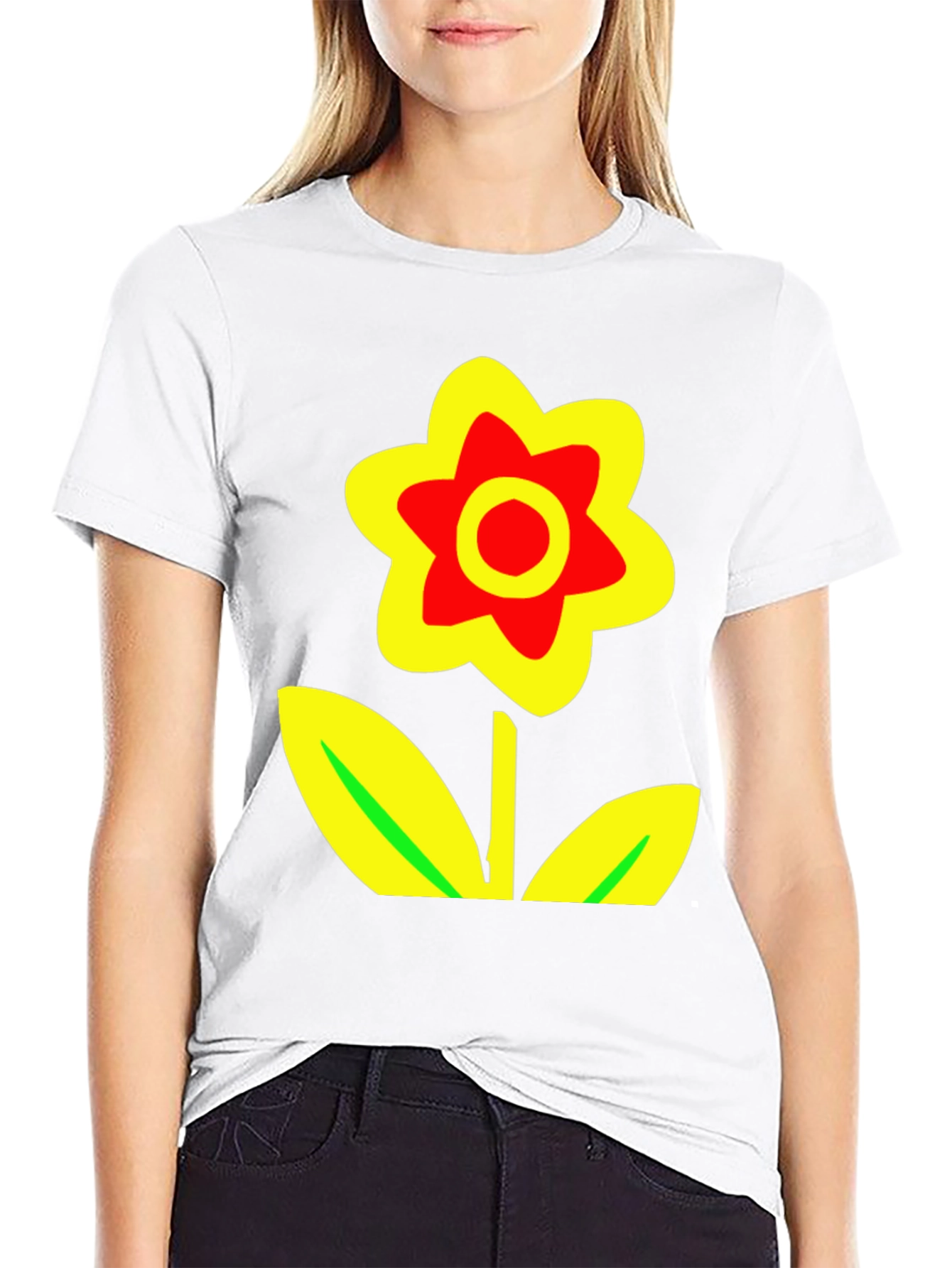 Black Bold Flower Graphic Tee - Black Cotton Blend view 9