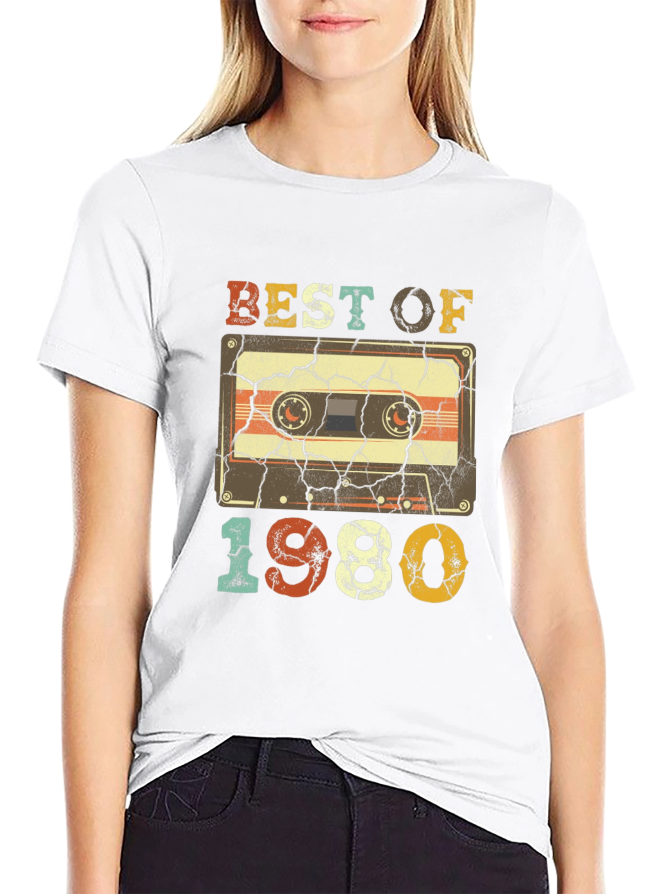 Black Best of 1980 Cassette Tape T-Shirt view 9