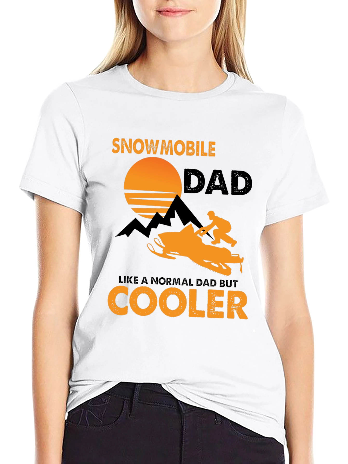Black Snowmobile Dad T-Shirt - Cooler Than Normal view 9