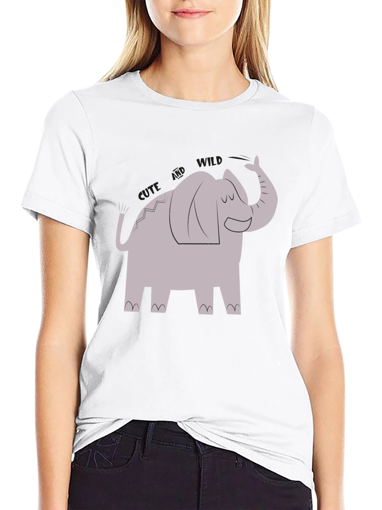 Black Cute and Wild Elephant Graphic Tee view 9