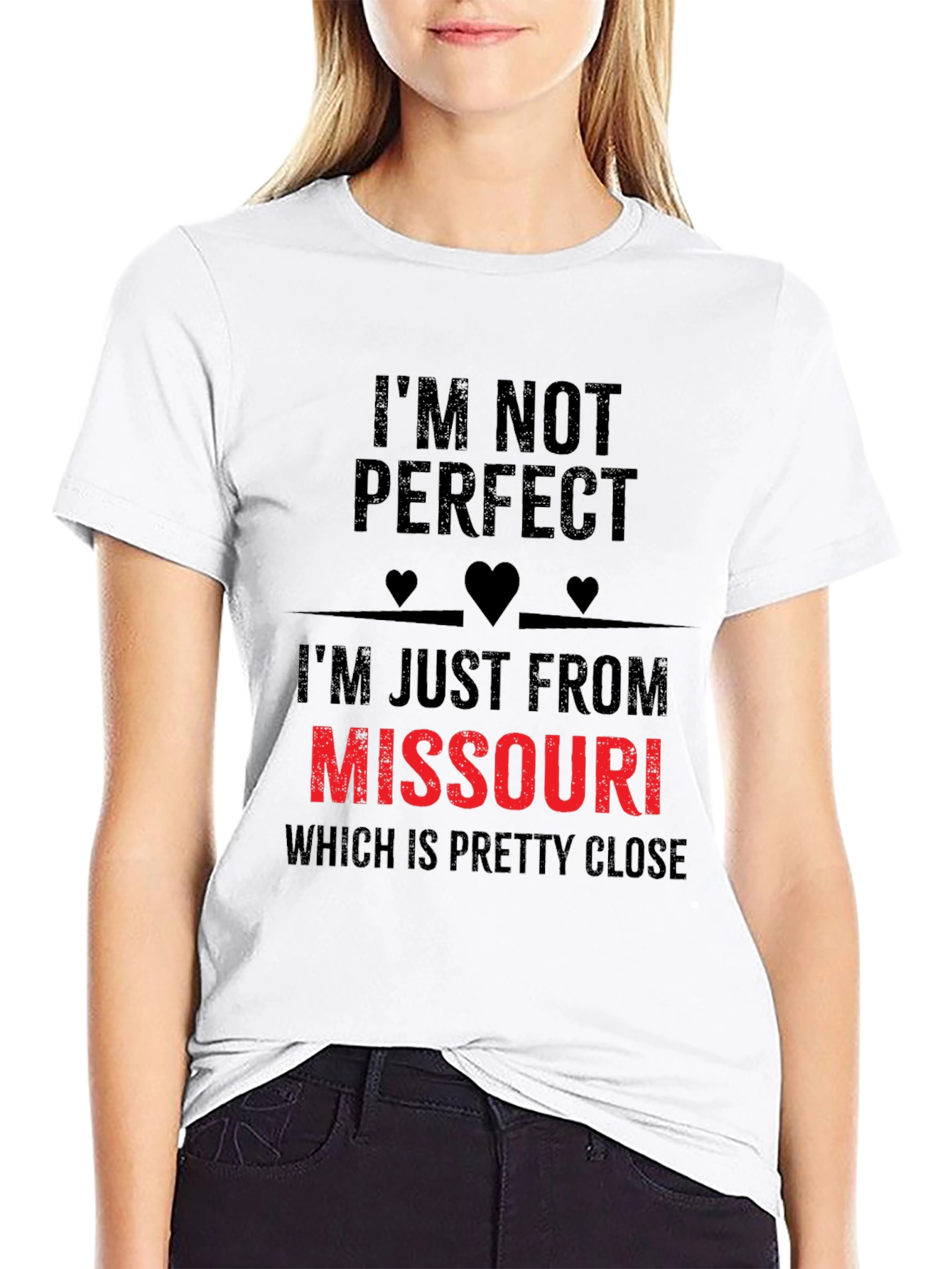 Black I'm Not Perfect Missouri Funny Graphic T-Shirt view 9