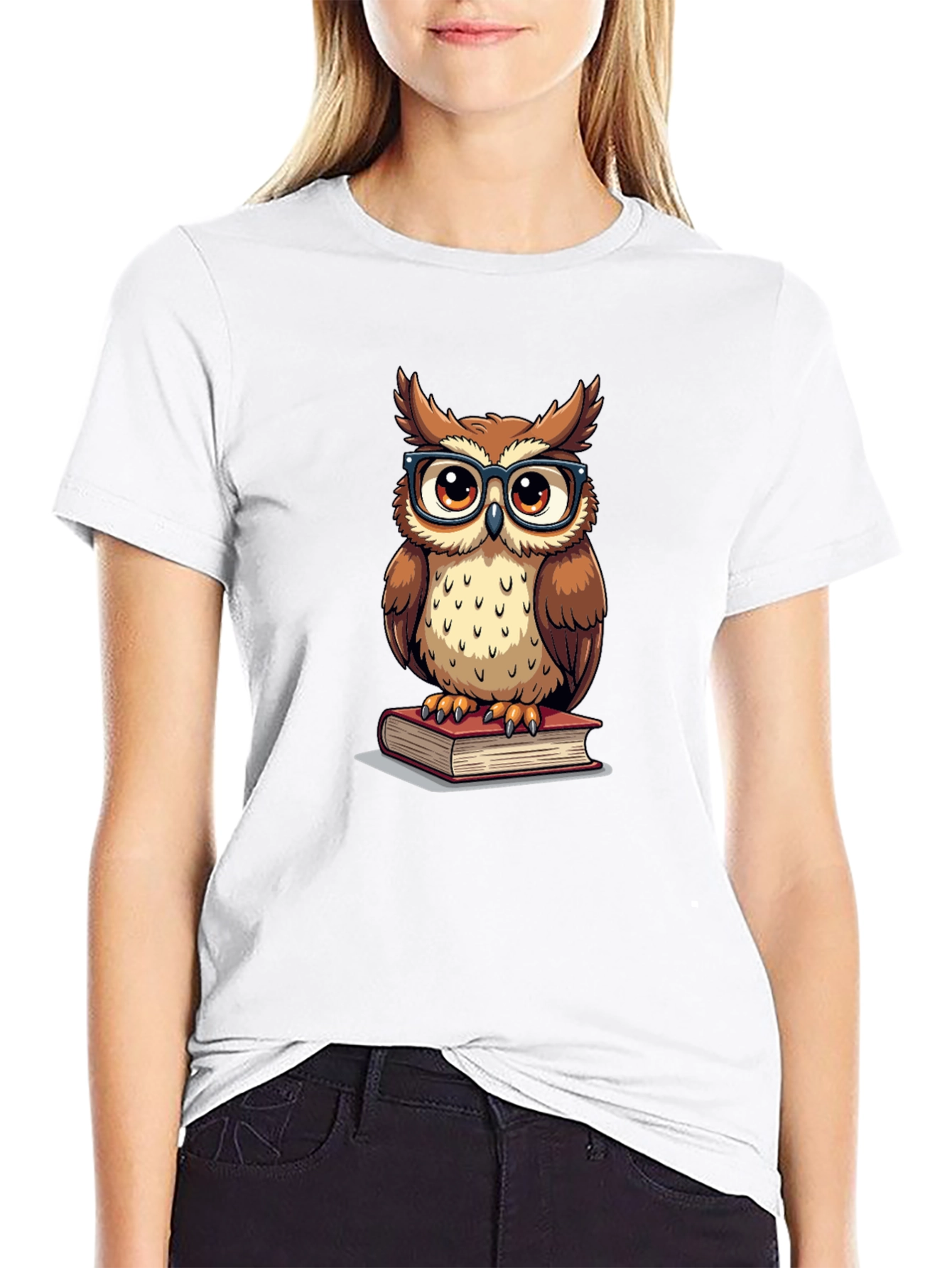 Black Owl Reading Book Graphic T-Shirt view 9