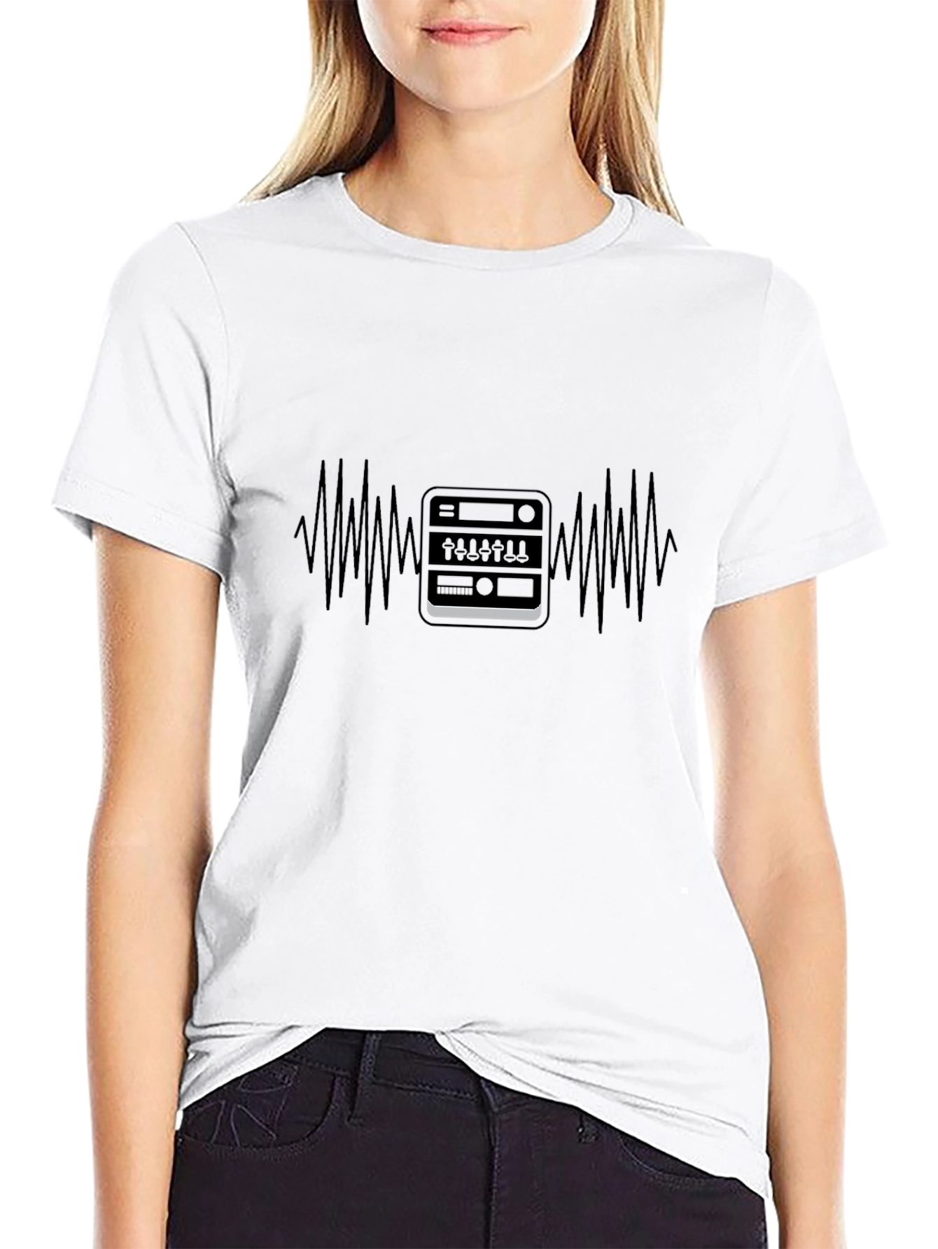 Black Sound Console Graphic Tee - Music Lover's T-Shirt view 9
