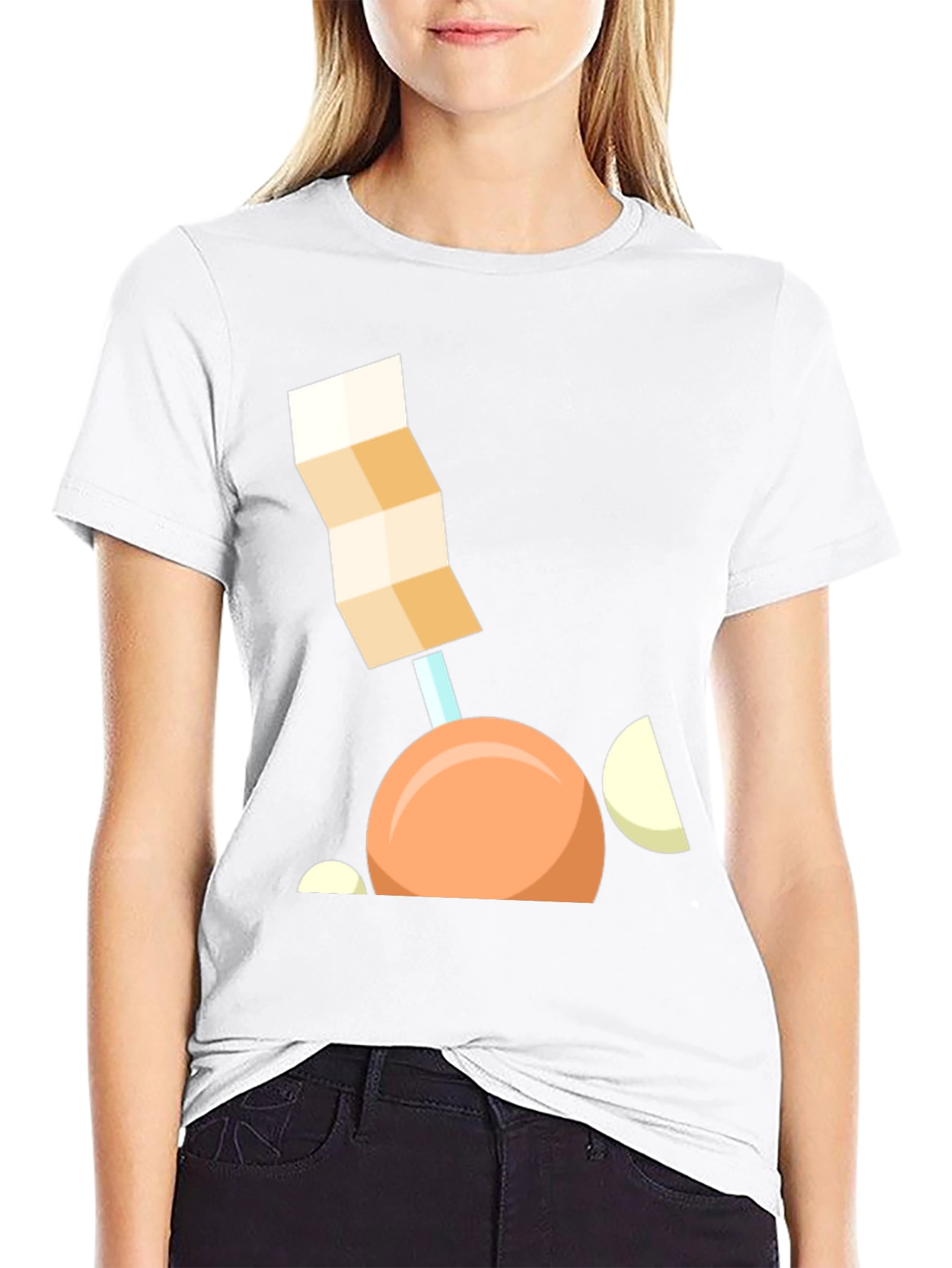 Black Geometric Onion Cartoon T-Shirt view 9