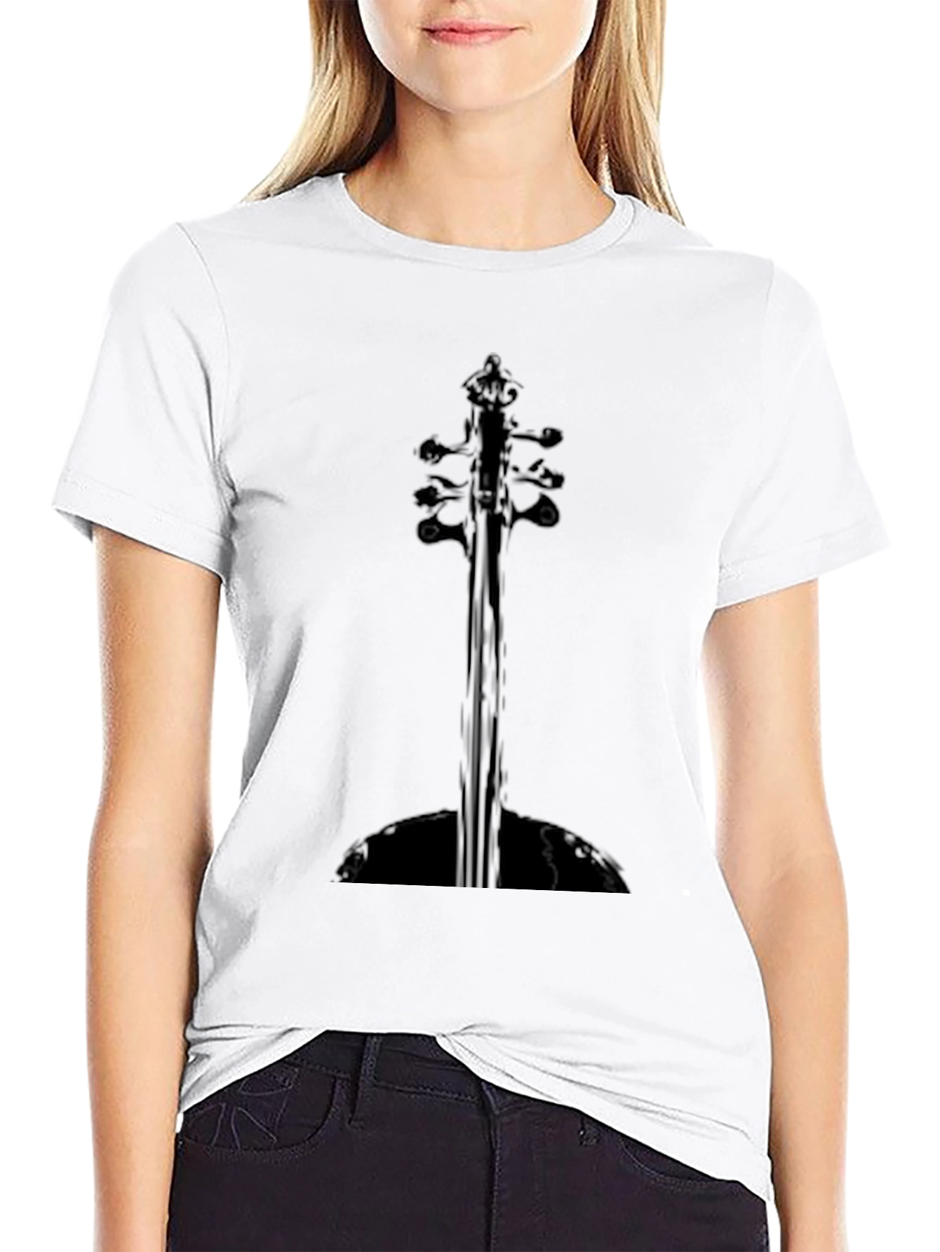 Black Unique Guitar Silhouette Black T-Shirt view 9
