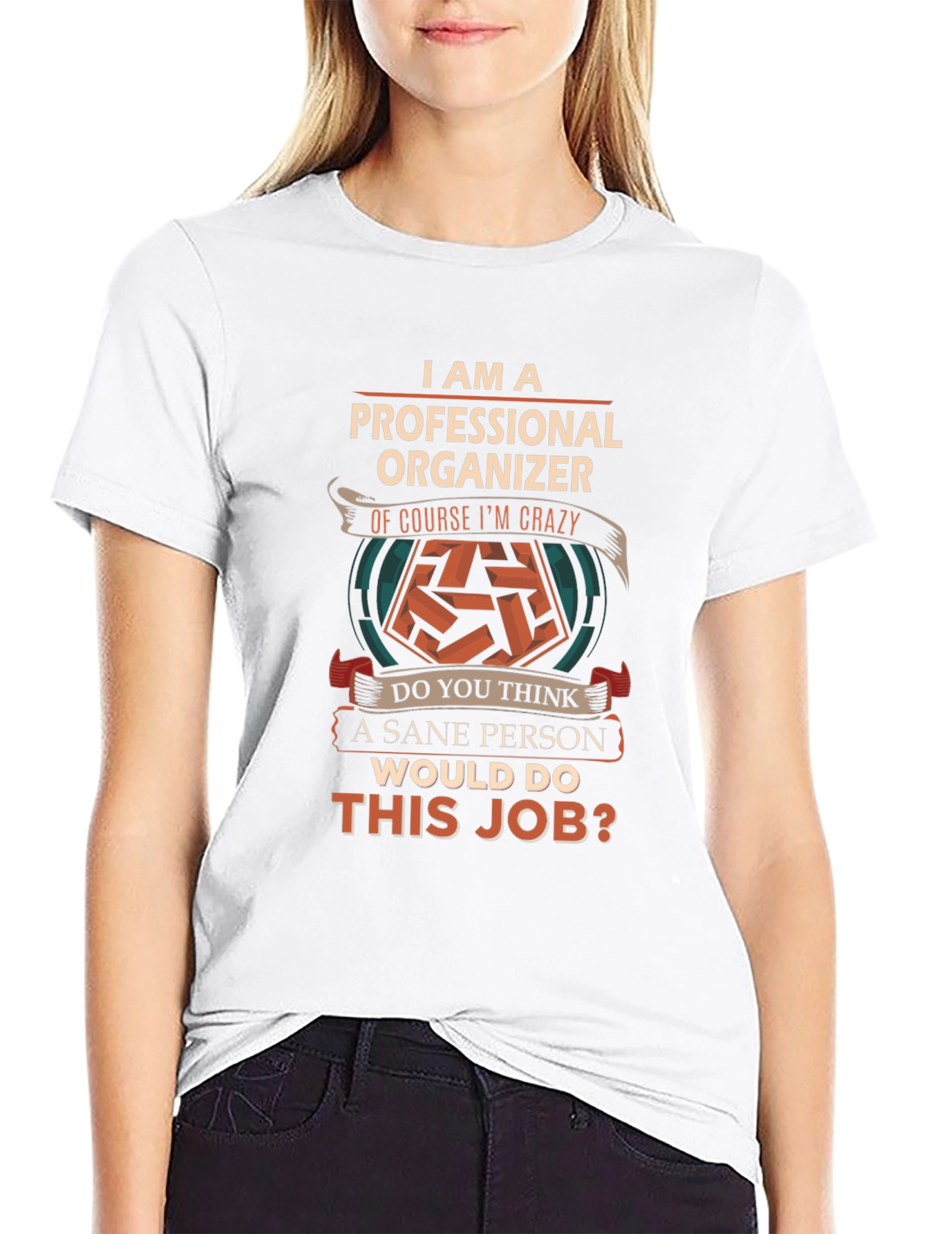 Black Professional Organizer T-Shirt - Crazy Job! view 9