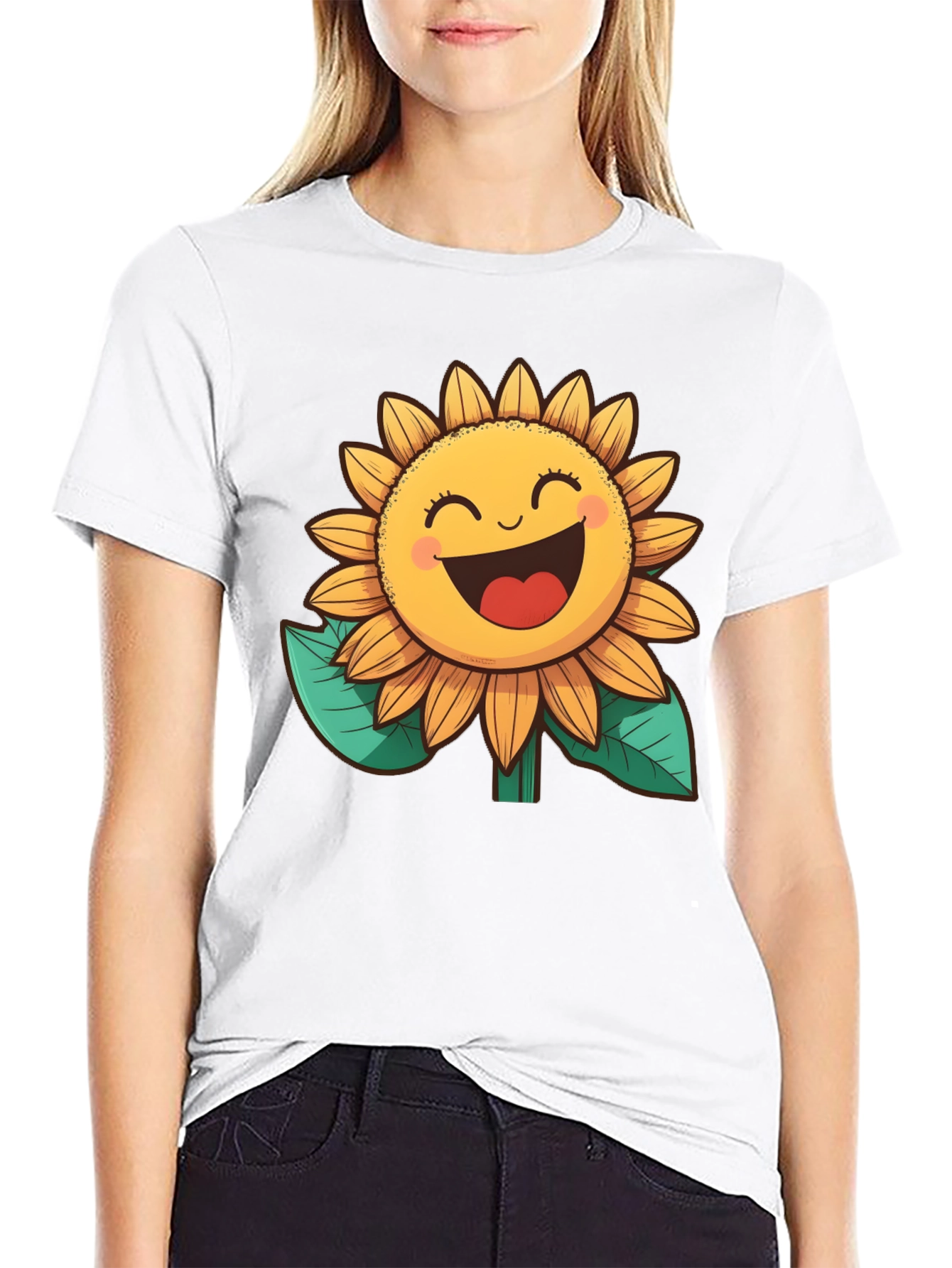 Black Happy Sunflower Graphic Tee - Black view 9