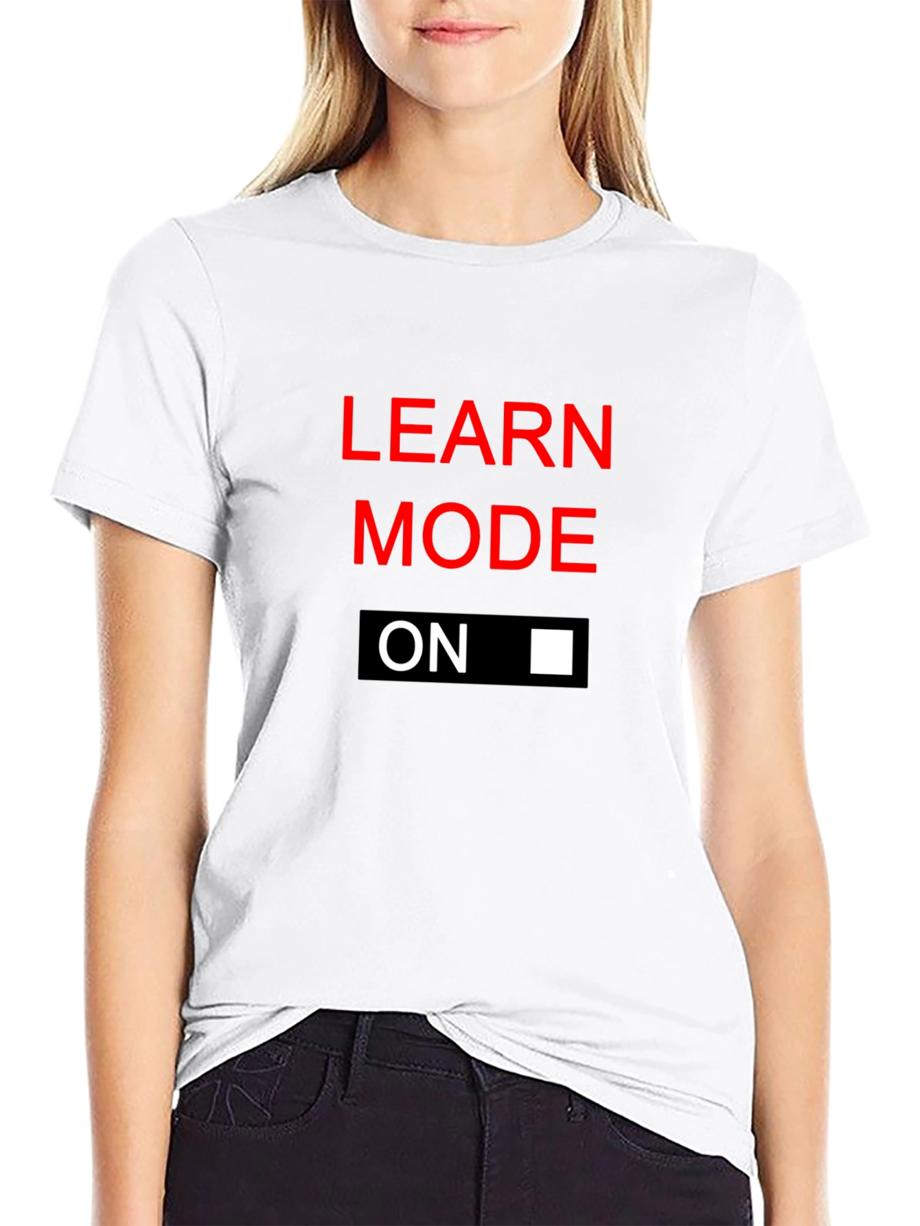 Black Learn Mode On Graphic Tee - Black Cotton T-Shirt view 9