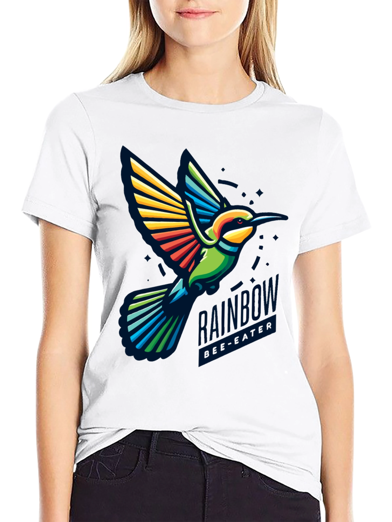 Black Rainbow Hummingbird Graphic Tee - Stylish Bird Lover Shirt view 9