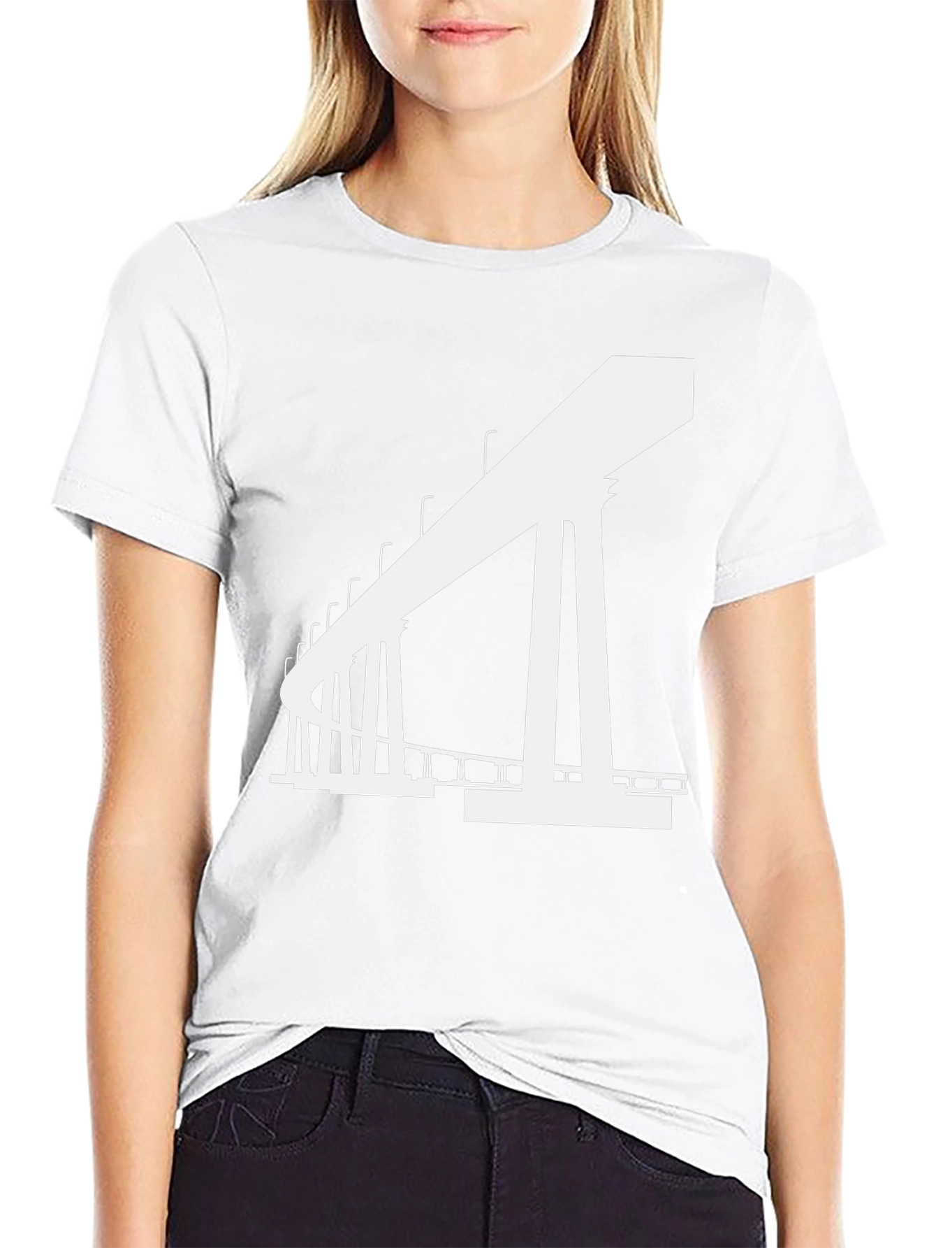 Black Modern Bridge Graphic Tee - Black Cotton T-Shirt view 9