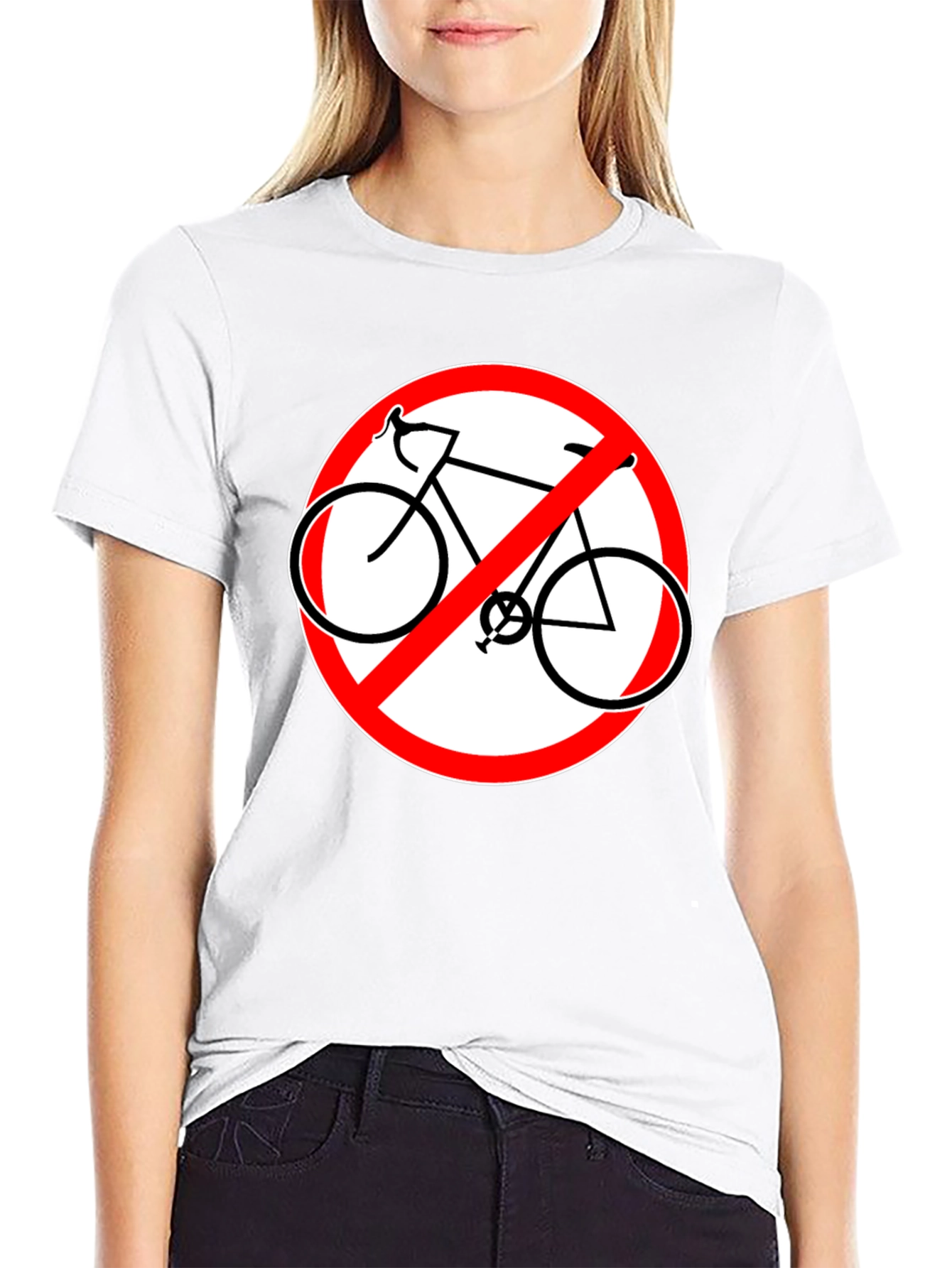 Black No Bicycles Allowed Graphic Black T-Shirt view 9
