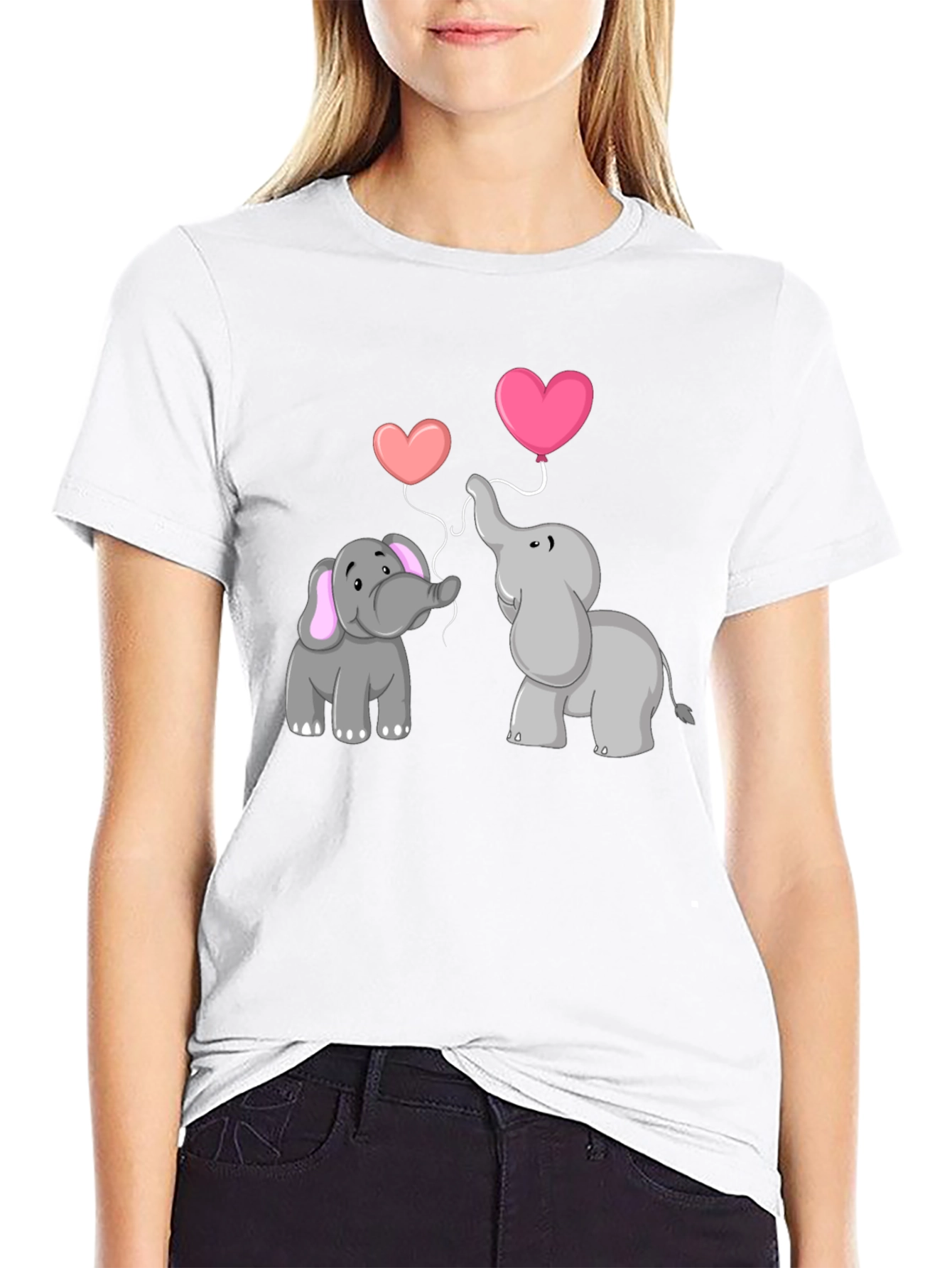 Black Elephant Love T-Shirt - Heart Balloon Design view 9