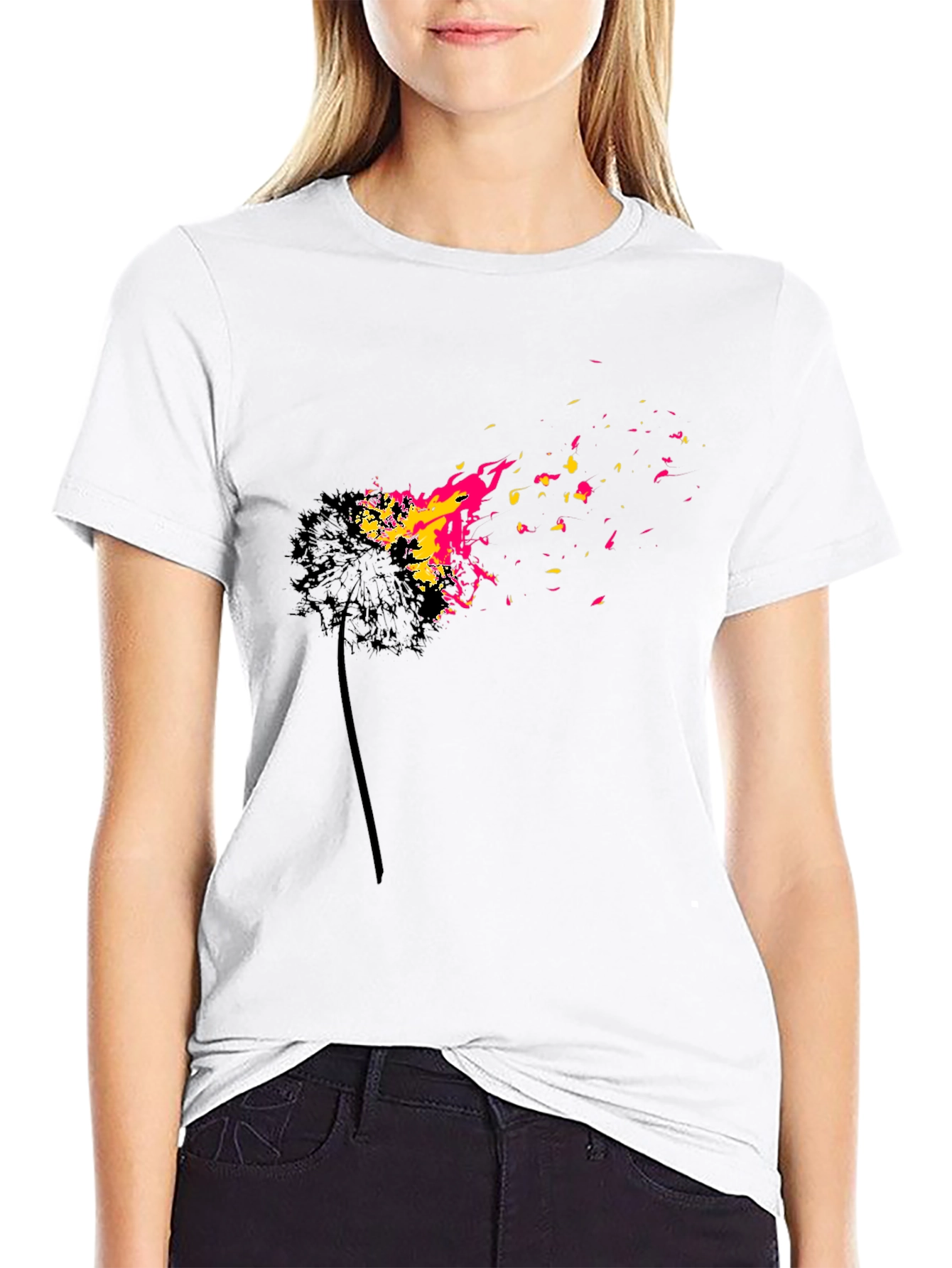 Black Burning Dandelion Graphic T-Shirt view 9