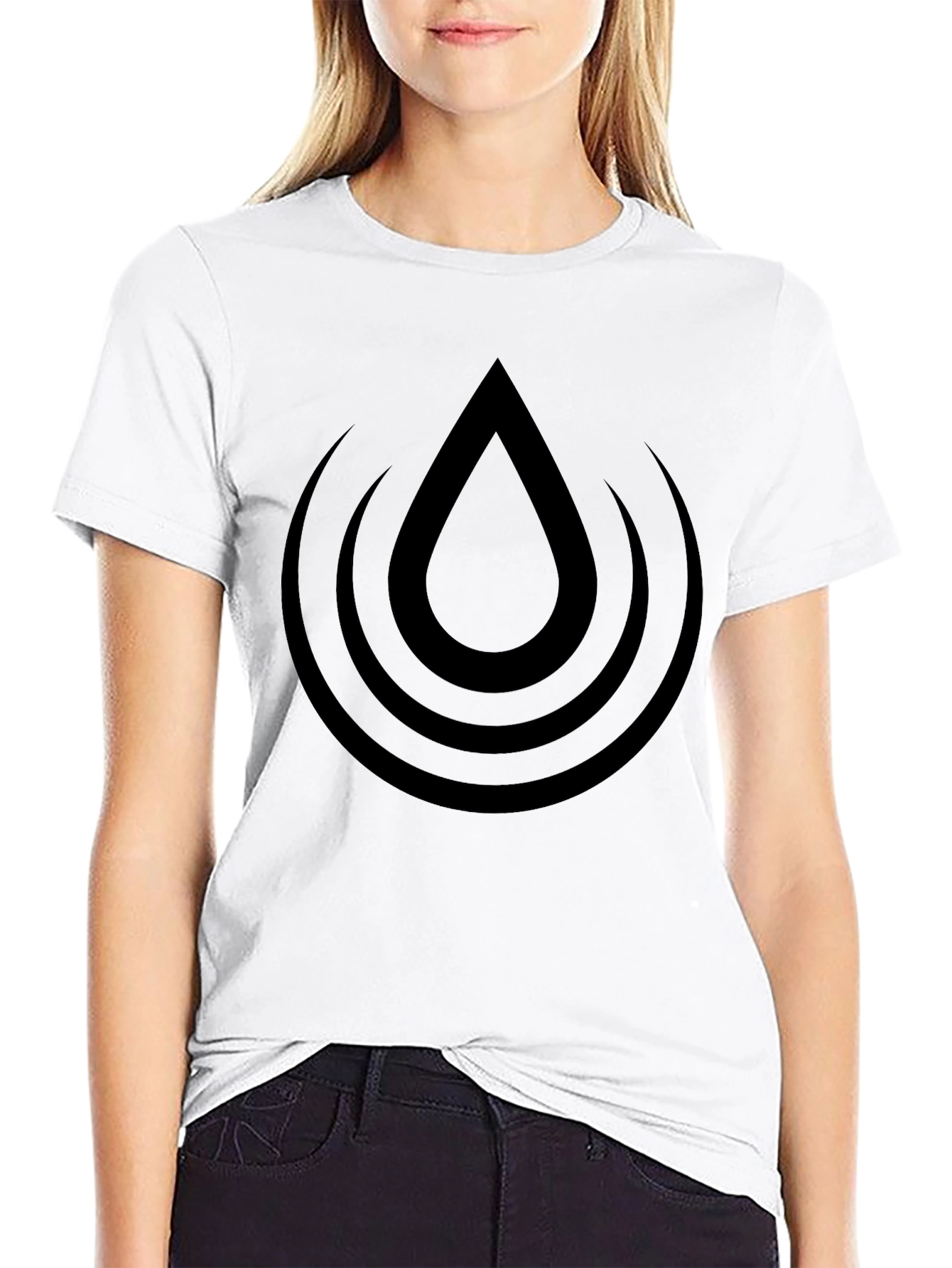 Black Black T-Shirt with Water Drop Design view 9