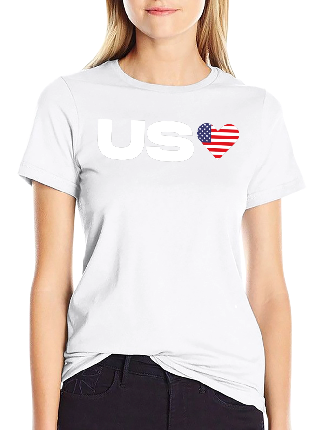 Black US Flag Heart Graphic Tee - Patriotic Pride view 9