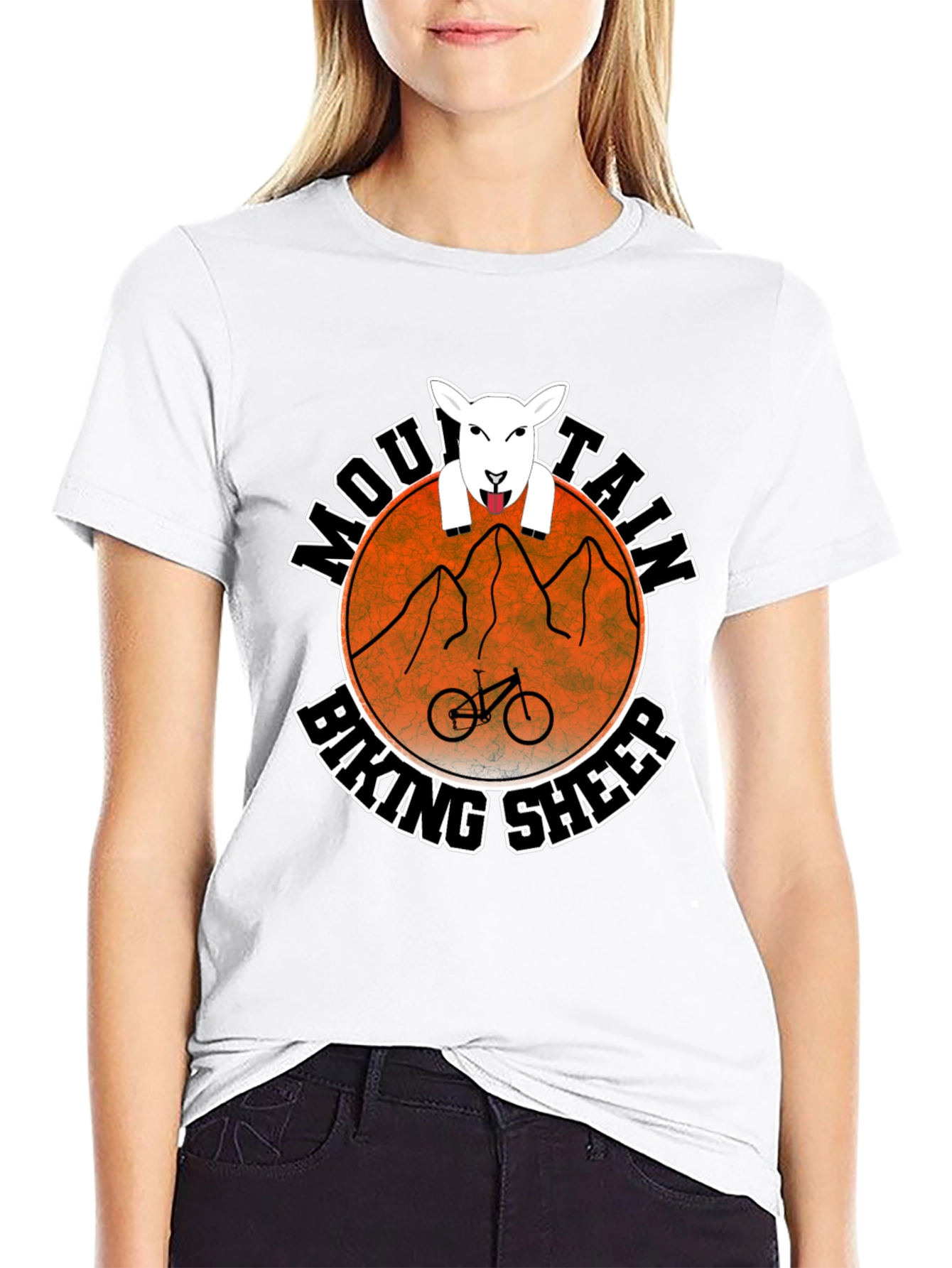 Black Mountain Biking Sheep Graphic Tee view 9