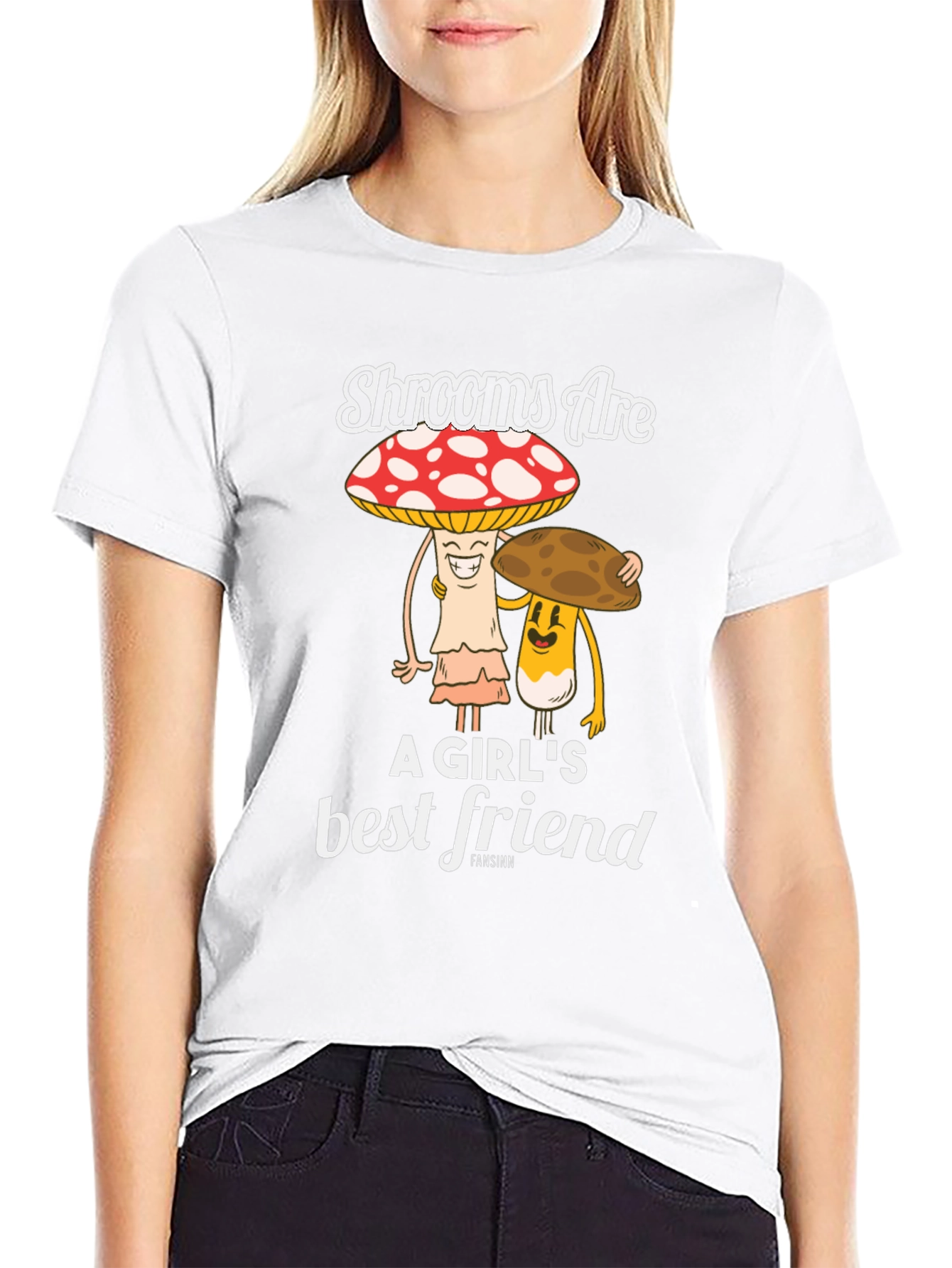 Black Shrooms Are A Girl's Best Friend Funny Mushroom T-Shirt view 9