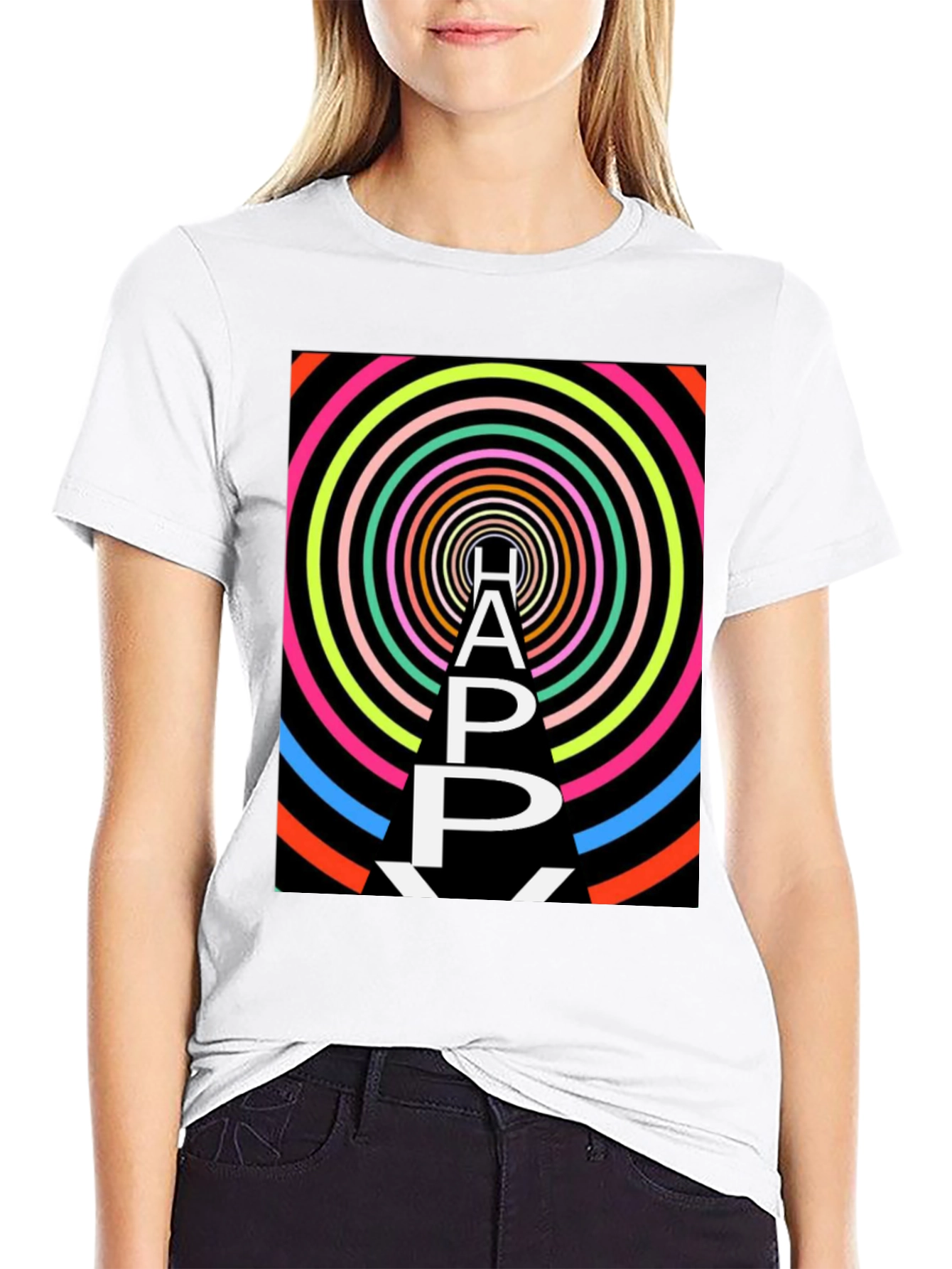 Black Happy Graphic Tee - Black Unisex Shirt view 9