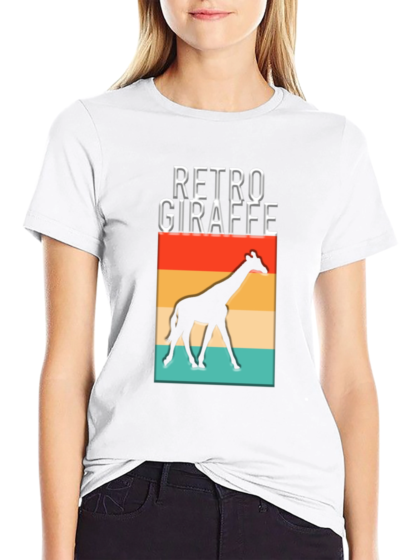 Black Retro Giraffe Graphic T-Shirt - Vintage Style view 9
