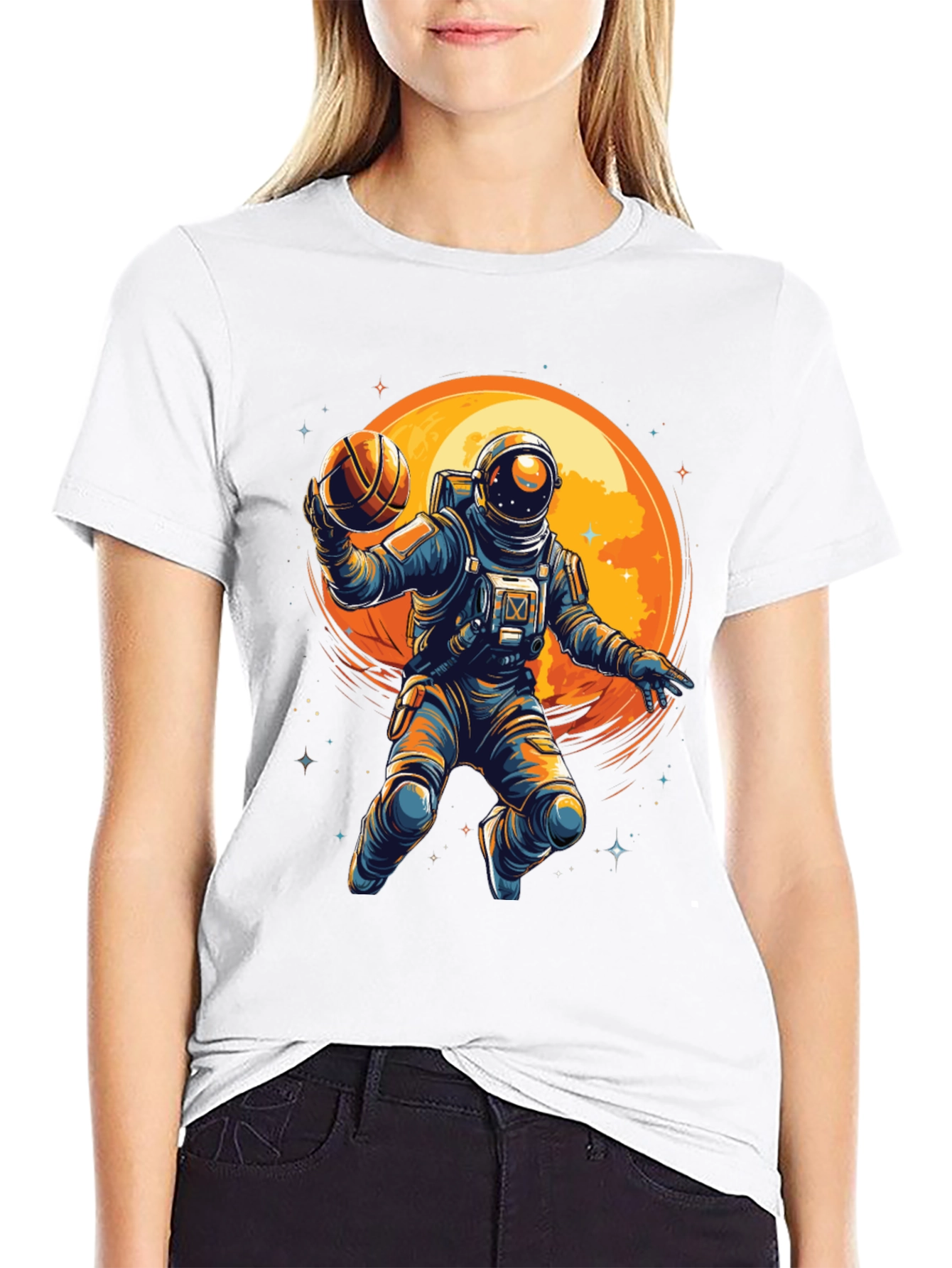 Black Astronaut Basketball Graphic T-Shirt view 9